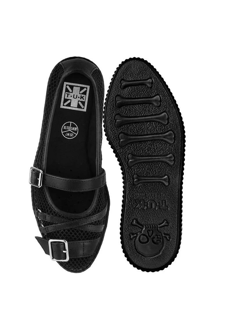 T.U.K. - Pointed Mary Jane Creeper Vegan Lace Black - Girl Shoes | Women-Image