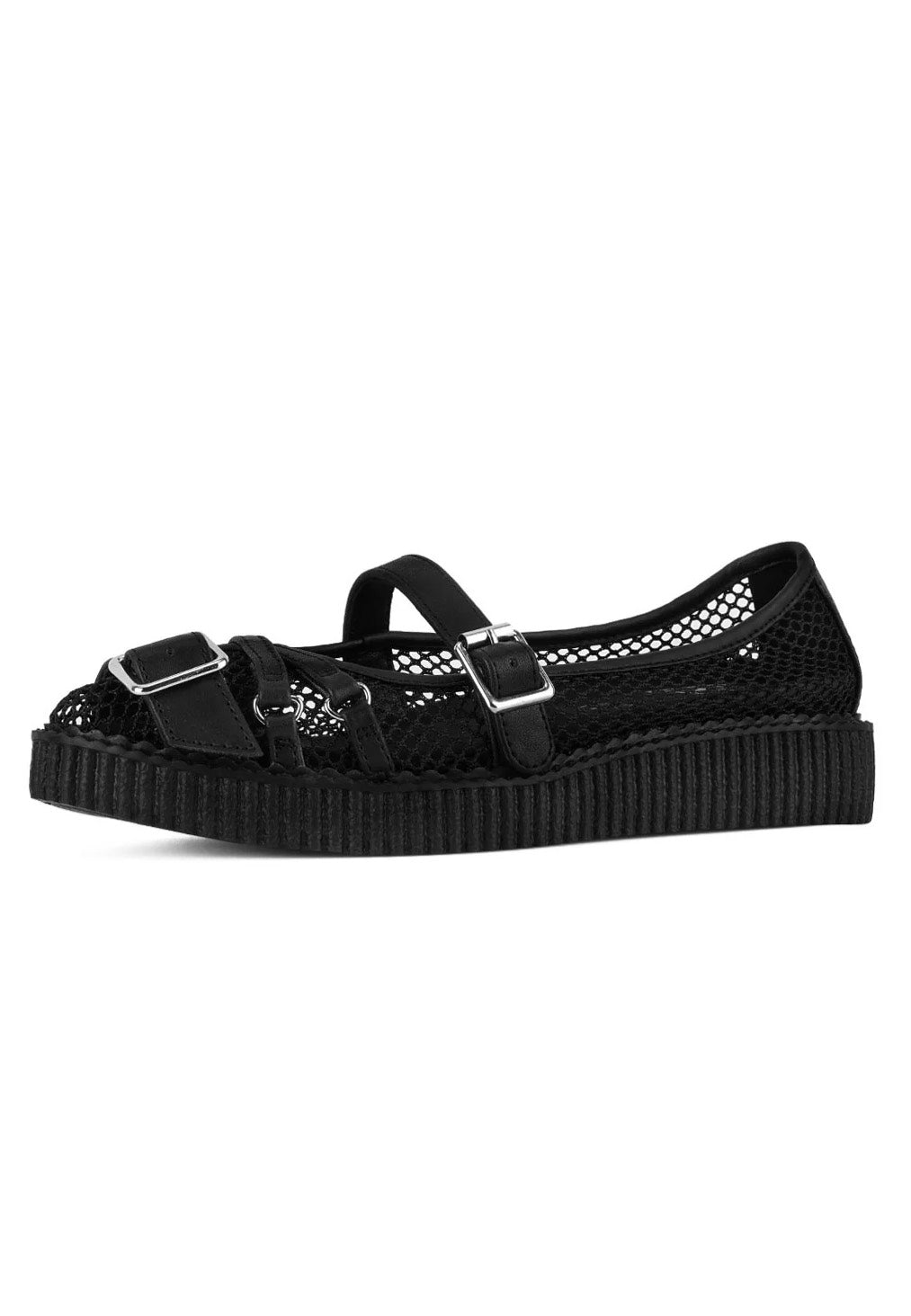 T.U.K. - Pointed Mary Jane Creeper Vegan Lace Black - Girl Shoes | Women-Image