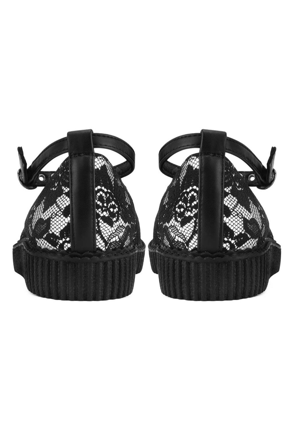 T.U.K. - Ballet Creeper Ankle Strap Black/White Lace - Girl Shoes | Women-Image