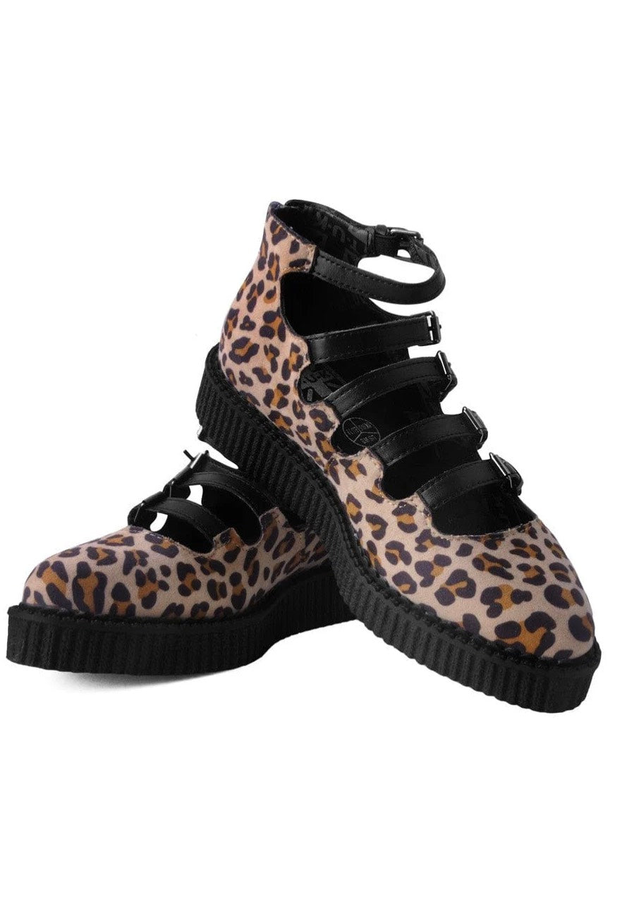 T.U.K. - Ballet Creeper Multi-Strap Leopard Vegan Suede - Girl Sandals | Women-Image