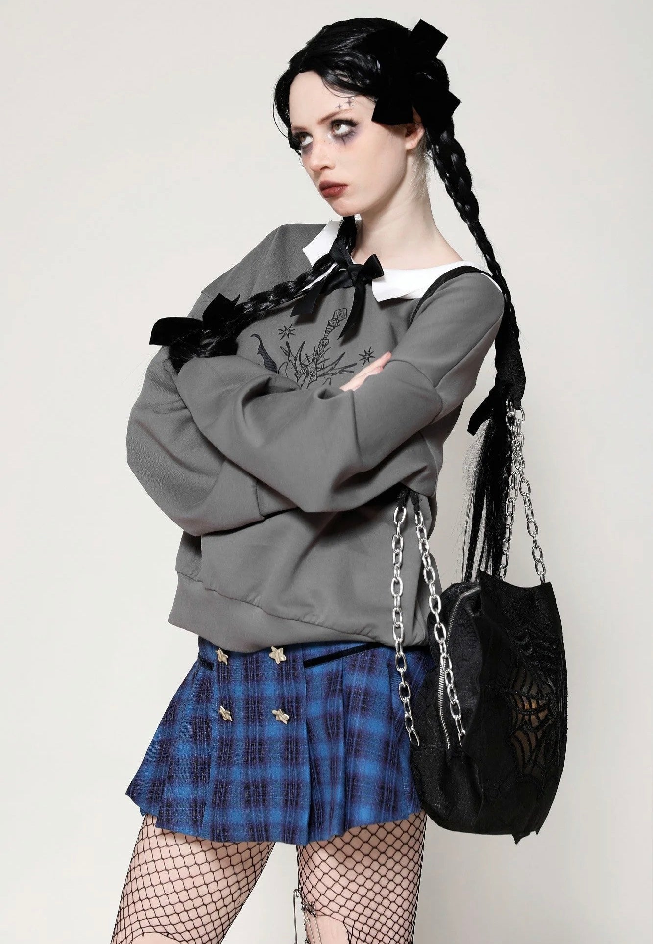 Dark In Love - Spider Web Embroidered Hollow - Bag | Neutral-Image