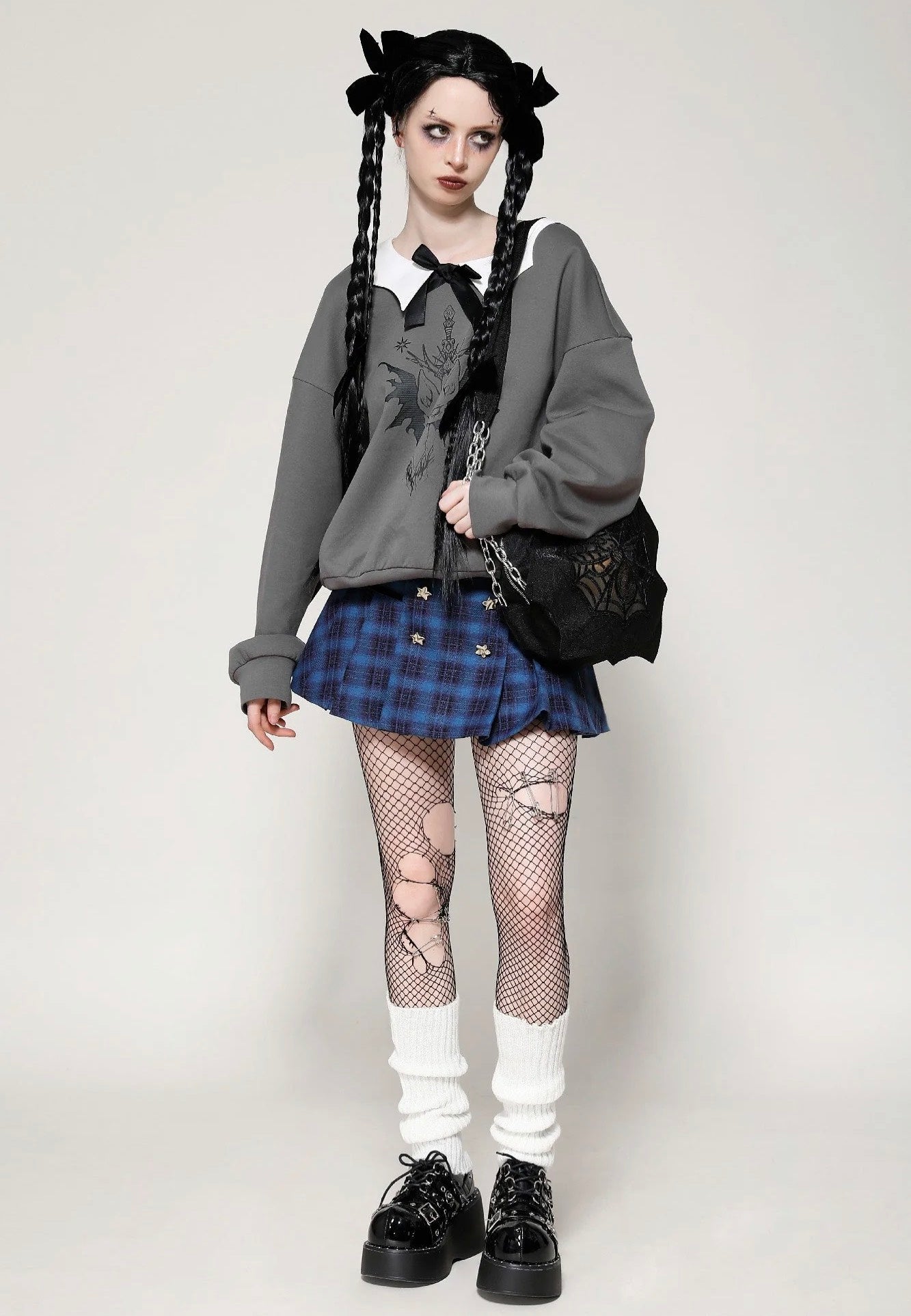 Dark In Love - Spider Web Embroidered Hollow - Bag | Neutral-Image