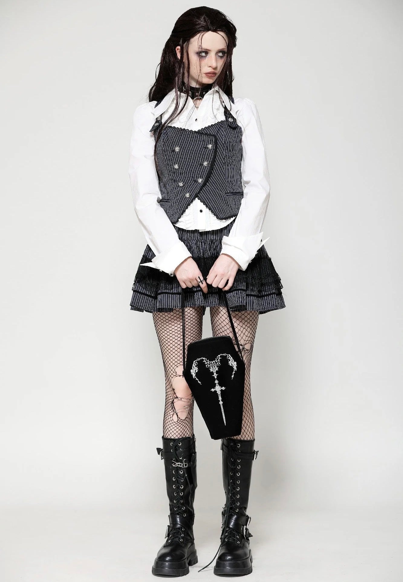 Dark In Love - Horn Embroidery Coffin - Bag | Neutral-Image