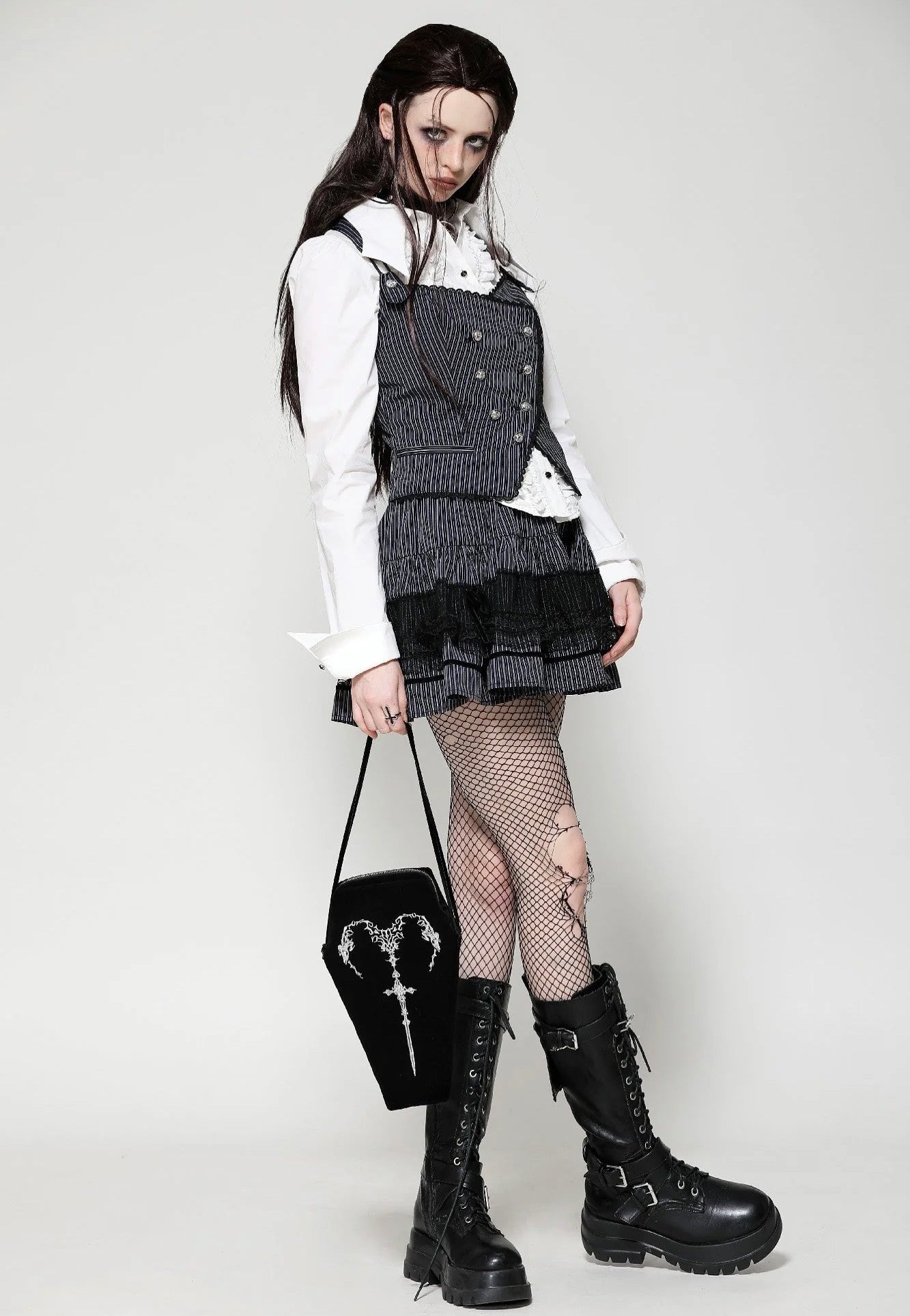 Dark In Love - Horn Embroidery Coffin - Bag | Neutral-Image