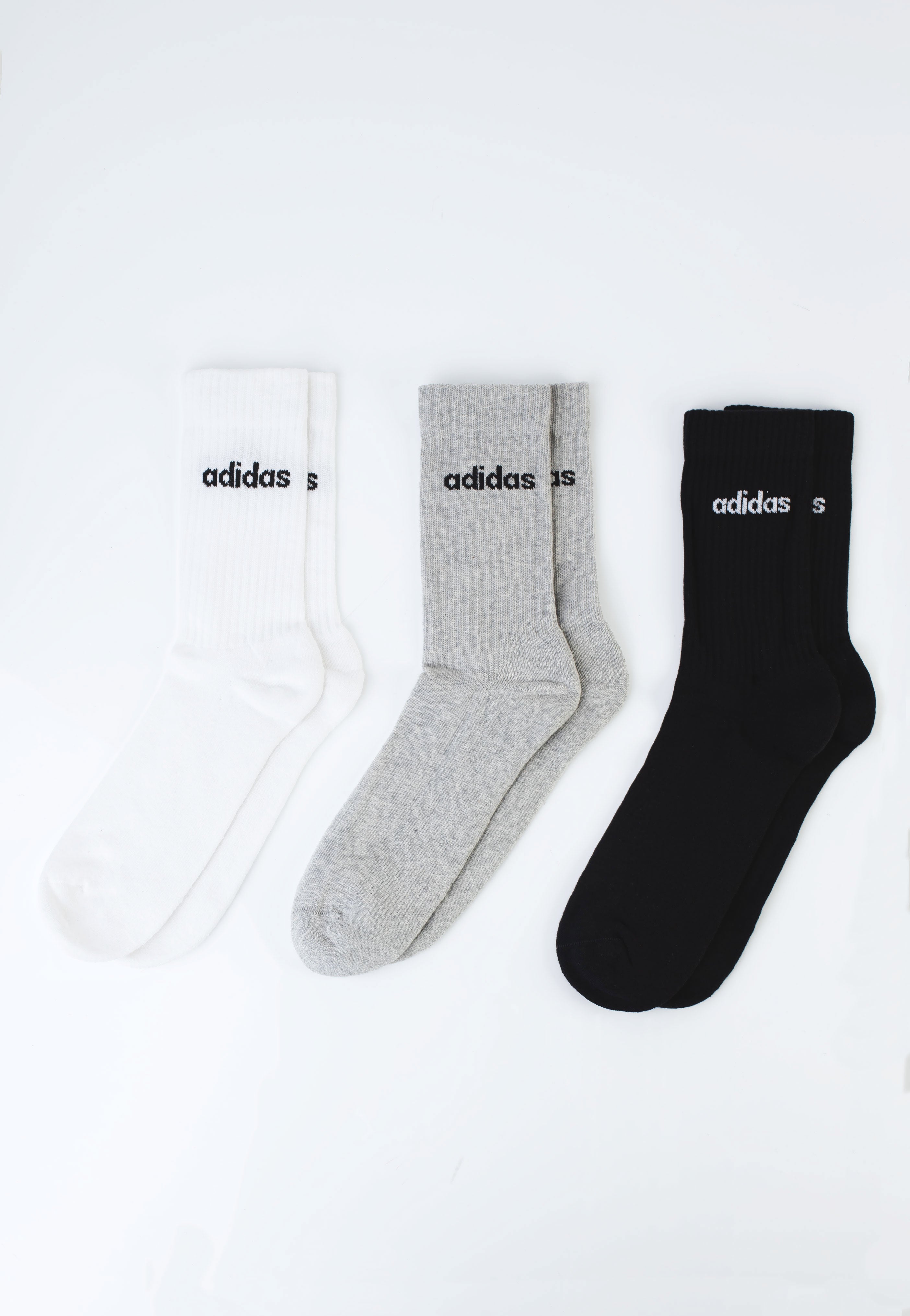 Adidas - C Lin Crew Pack Of 3 Mgreyh/White/Black - Socks | Neutral-Image