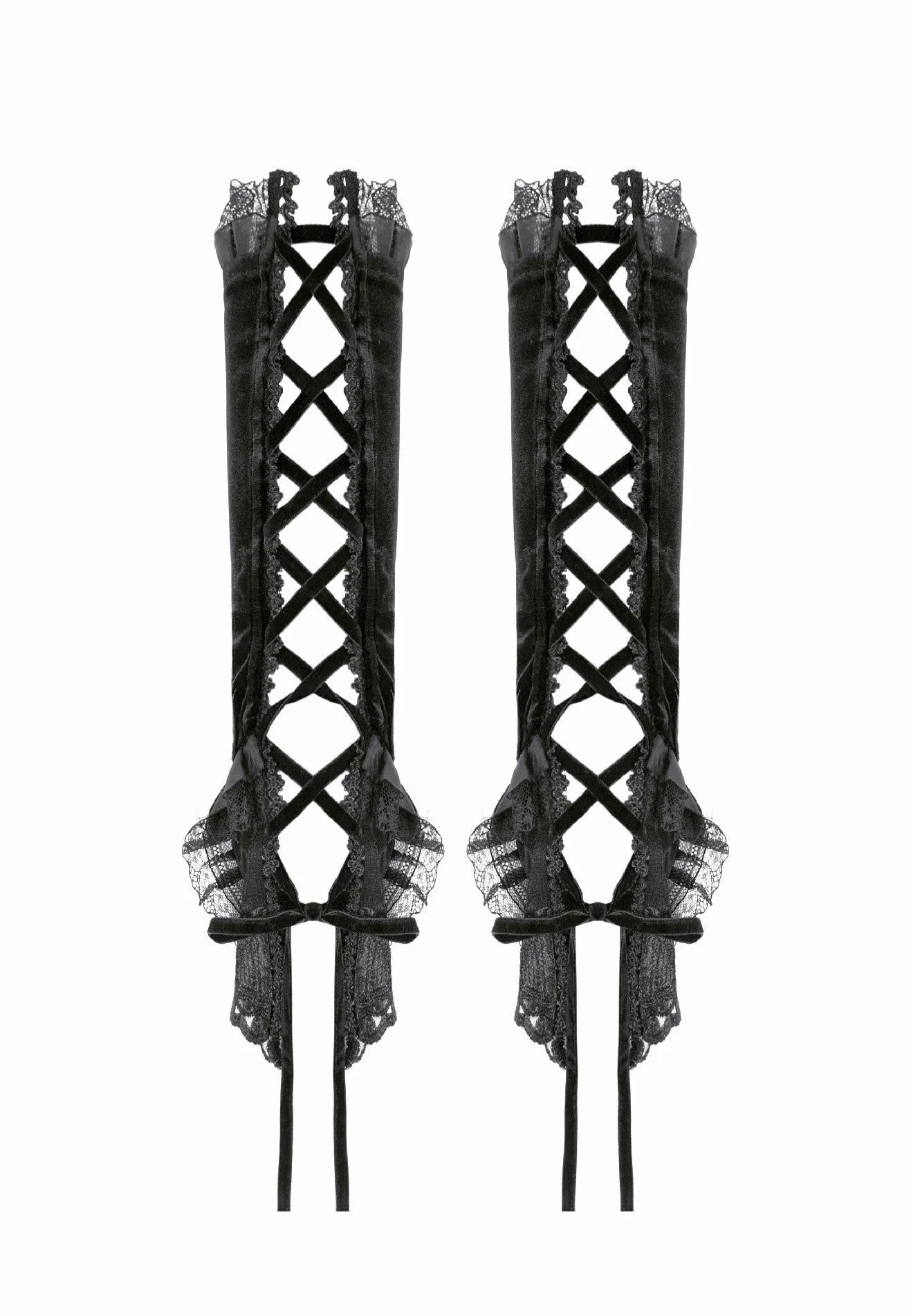 Dark In Love Gothic Romantic Vintage Velvet Black Arm Warmers | Women-Image