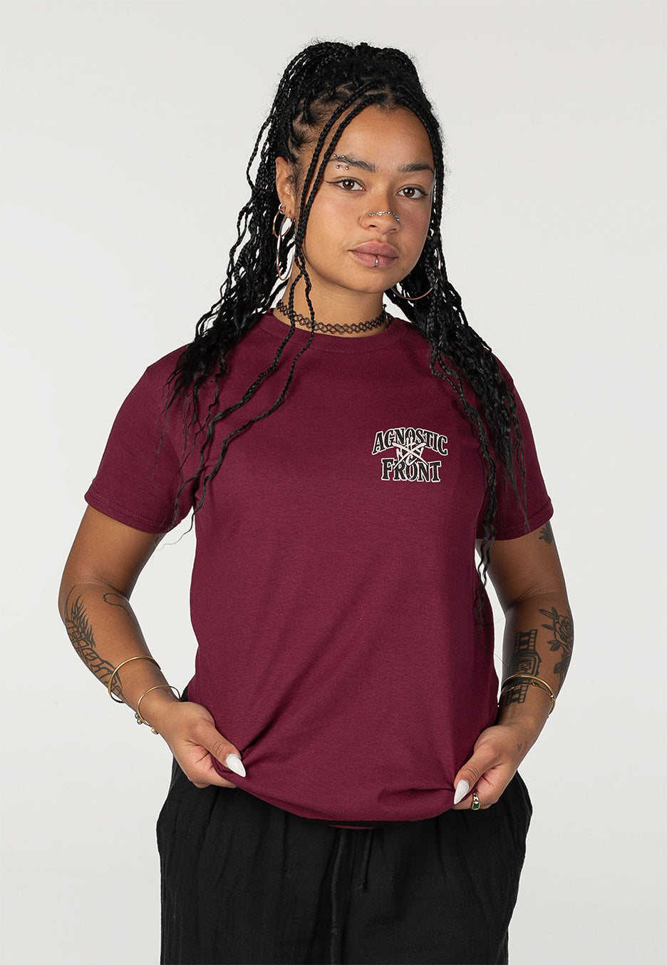 Agnostic Front - Combat Core Burgundy - T-Shirt | Women-Image