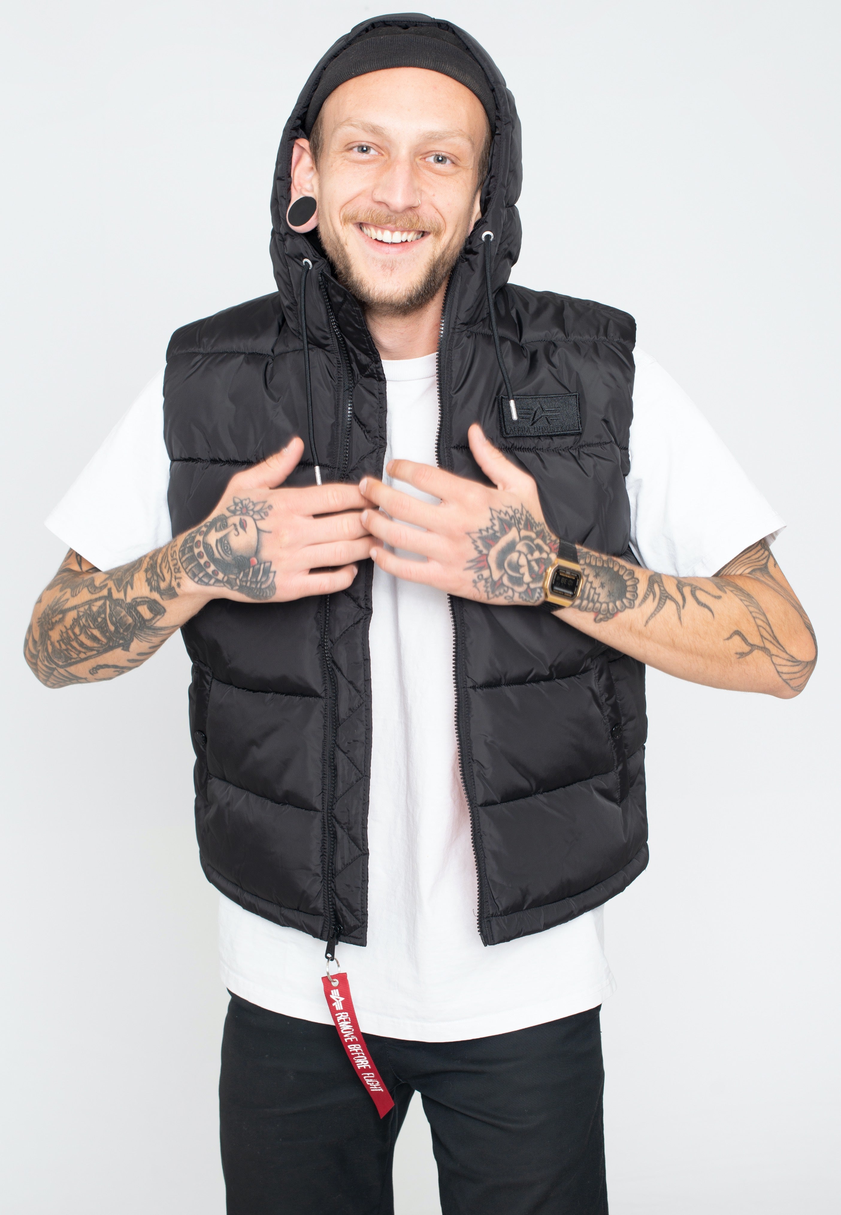 Alpha Industries - Hooded Puffer FD Black - Vest | Men-Image