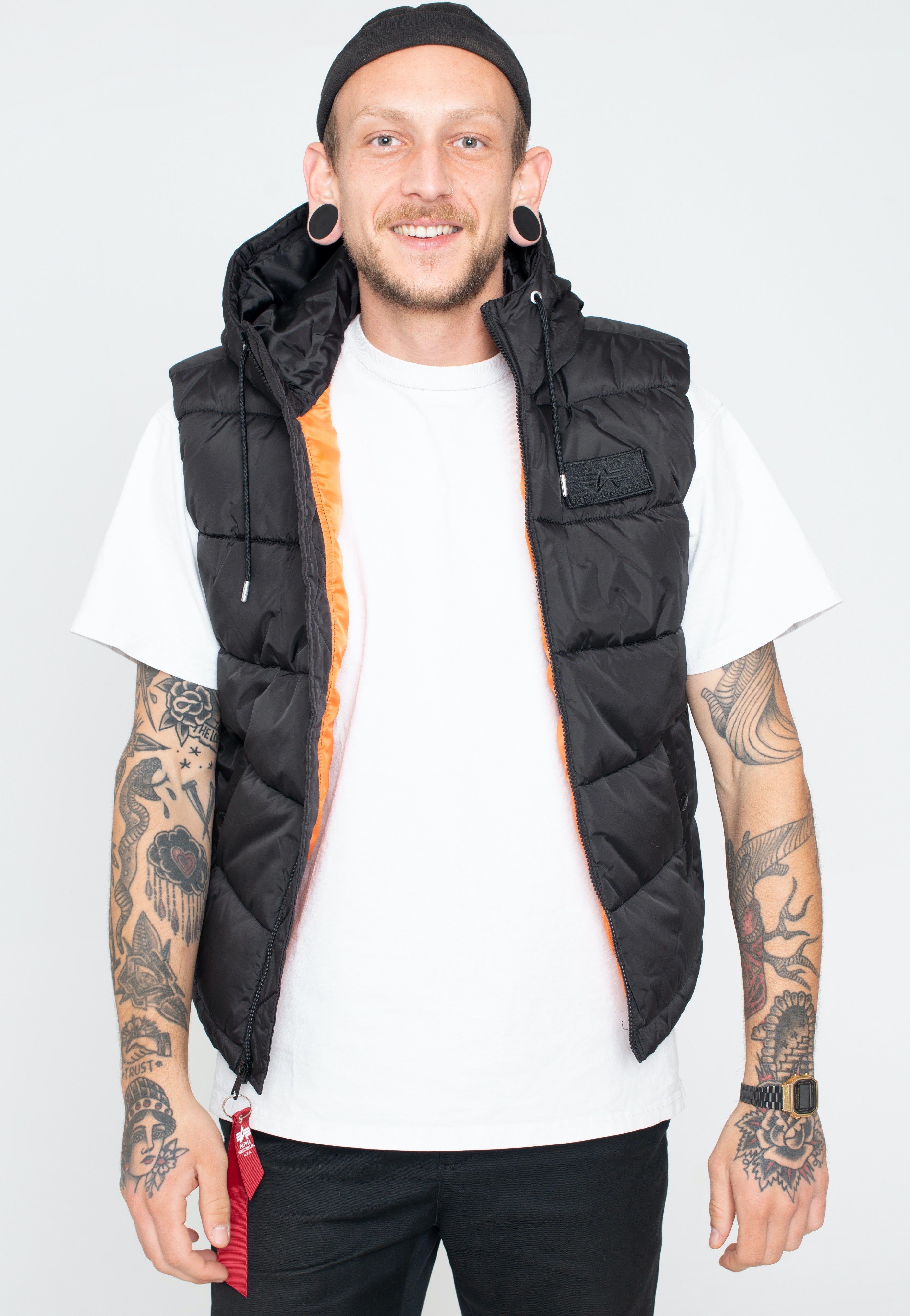 Alpha Industries - Hooded Puffer FD Black - Vest | Men-Image