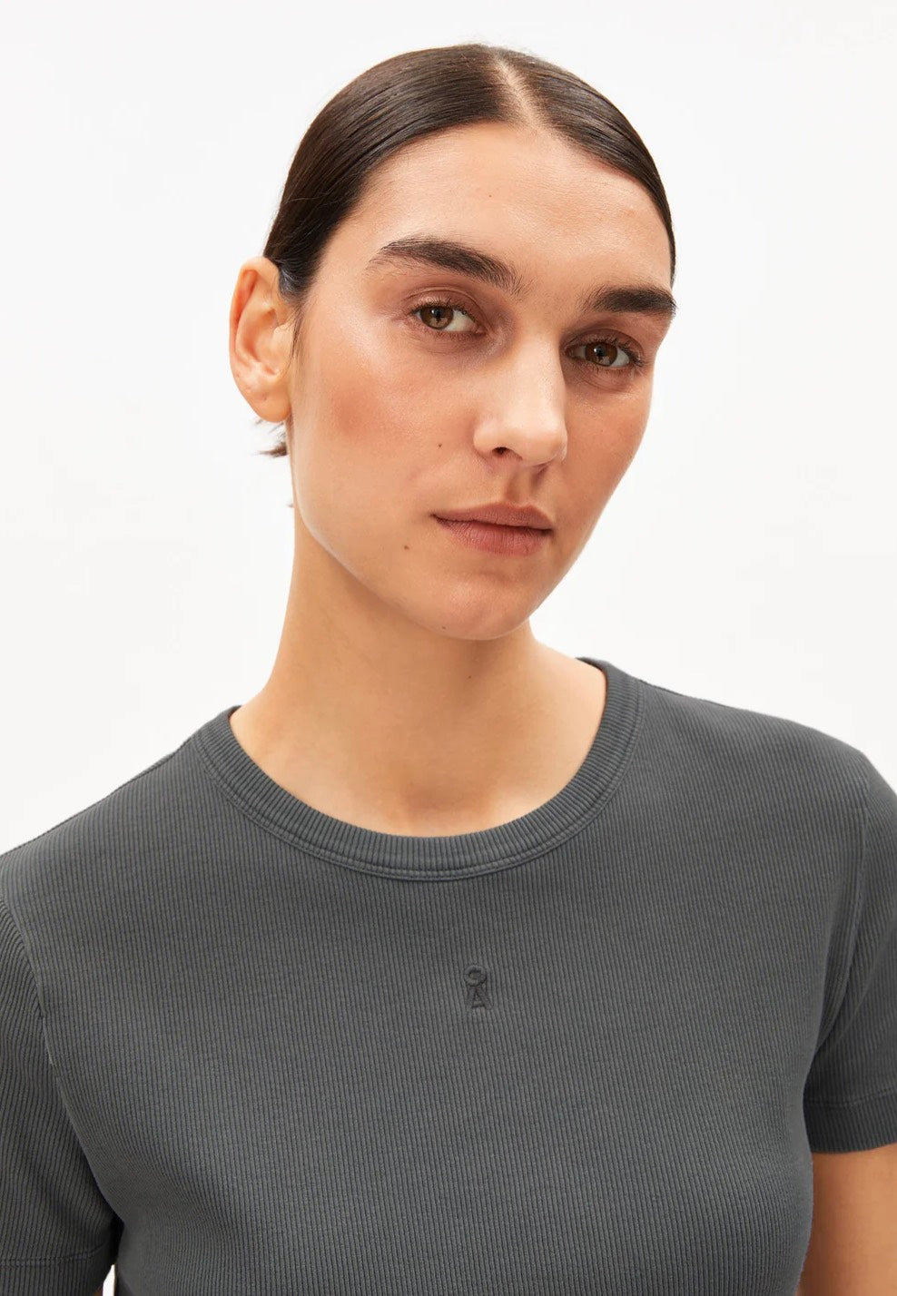 Armedangels - Gmt Dye Rib Space Steel - T-Shirt | Women-Image