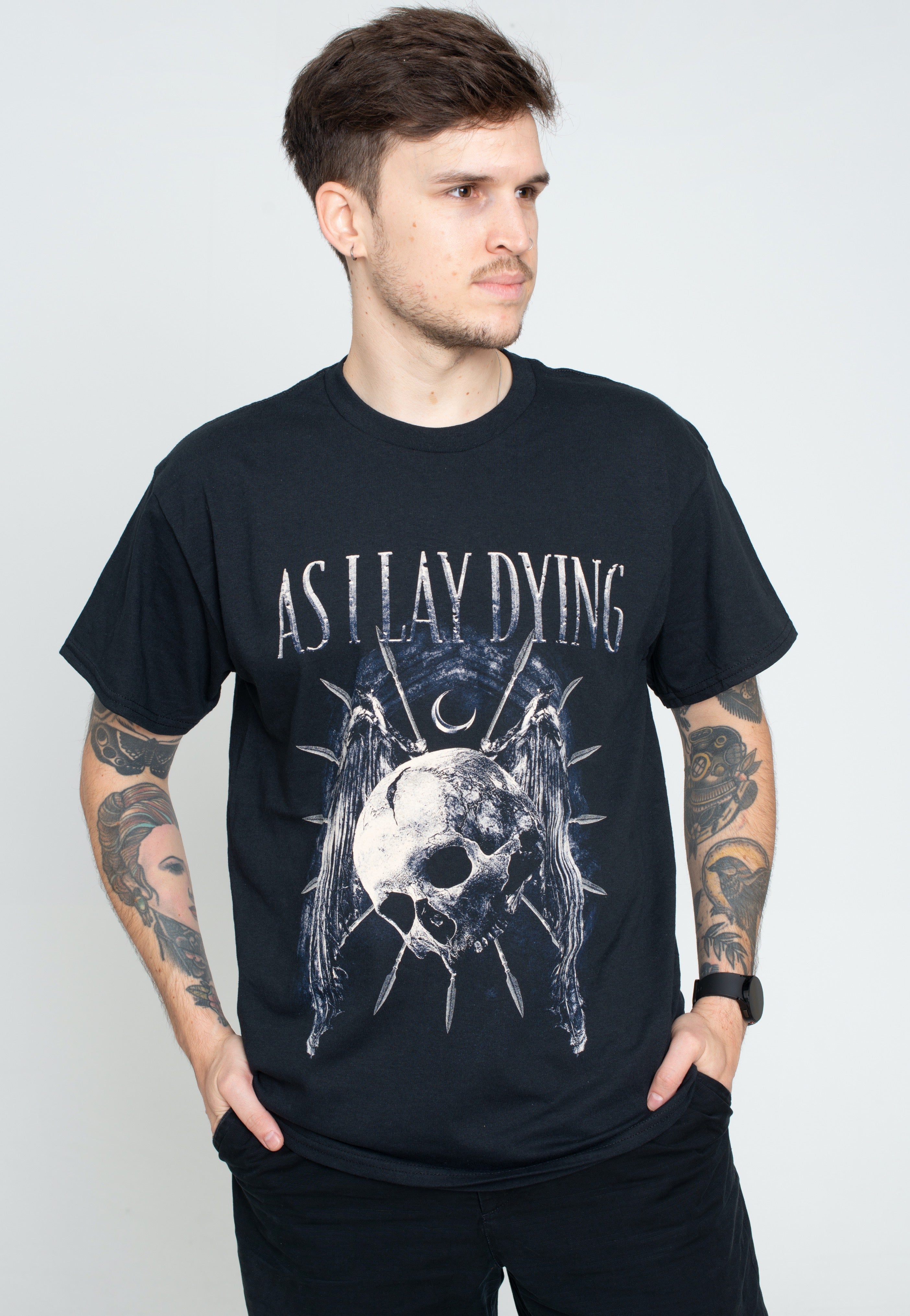 As I Lay Dying men's メタルバンド　tシャツ 両面　プリント As I Lay Dying - Skull Wings - T-Shirt | Impericon