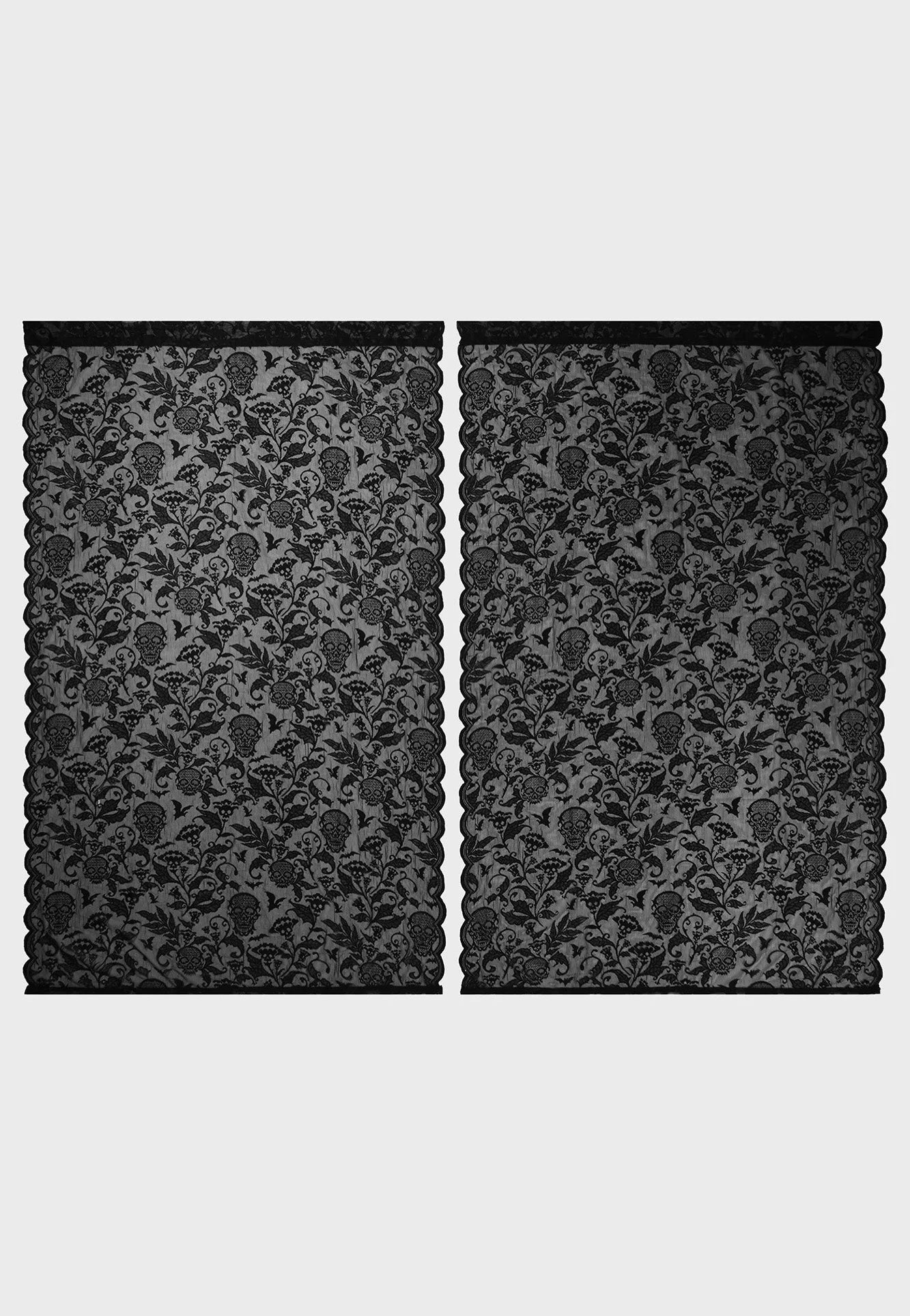 Killstar - Asra Lace Set Of 2 Black - Curtains | Neutral-Image