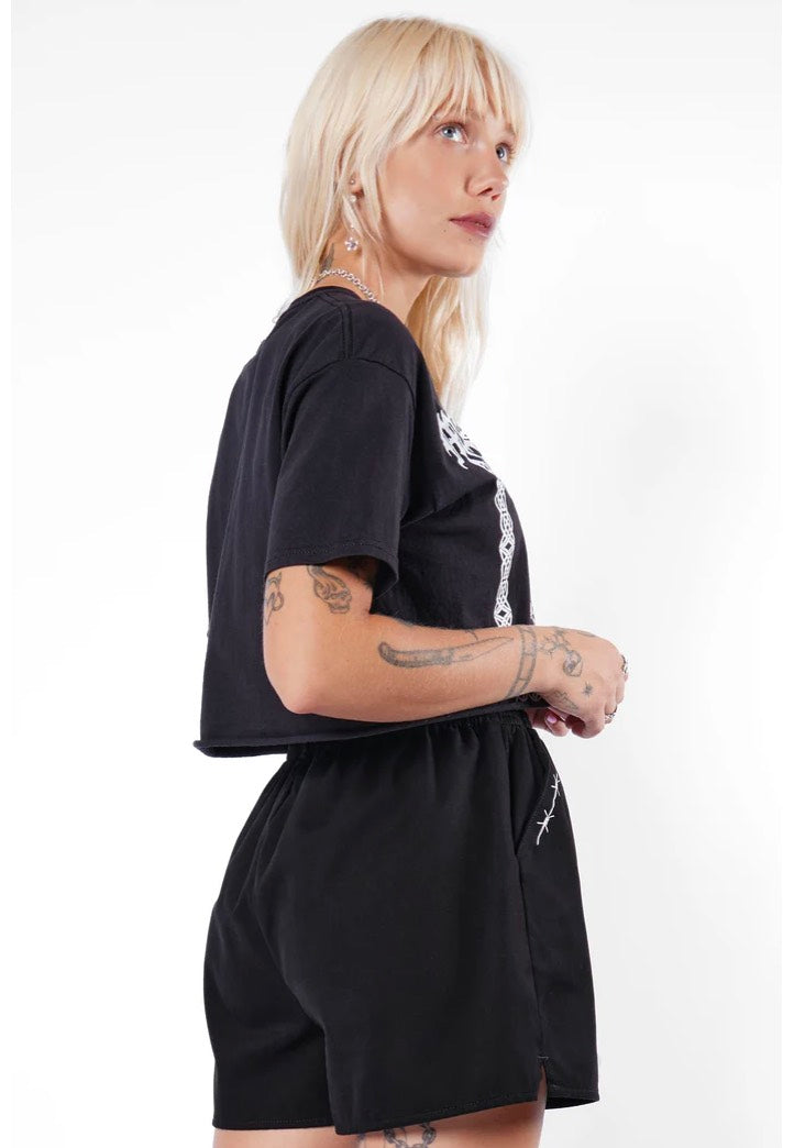 Mary Wyatt - Athame Cropped Cut-Off Tee Black - T-Shirt | Women-Image