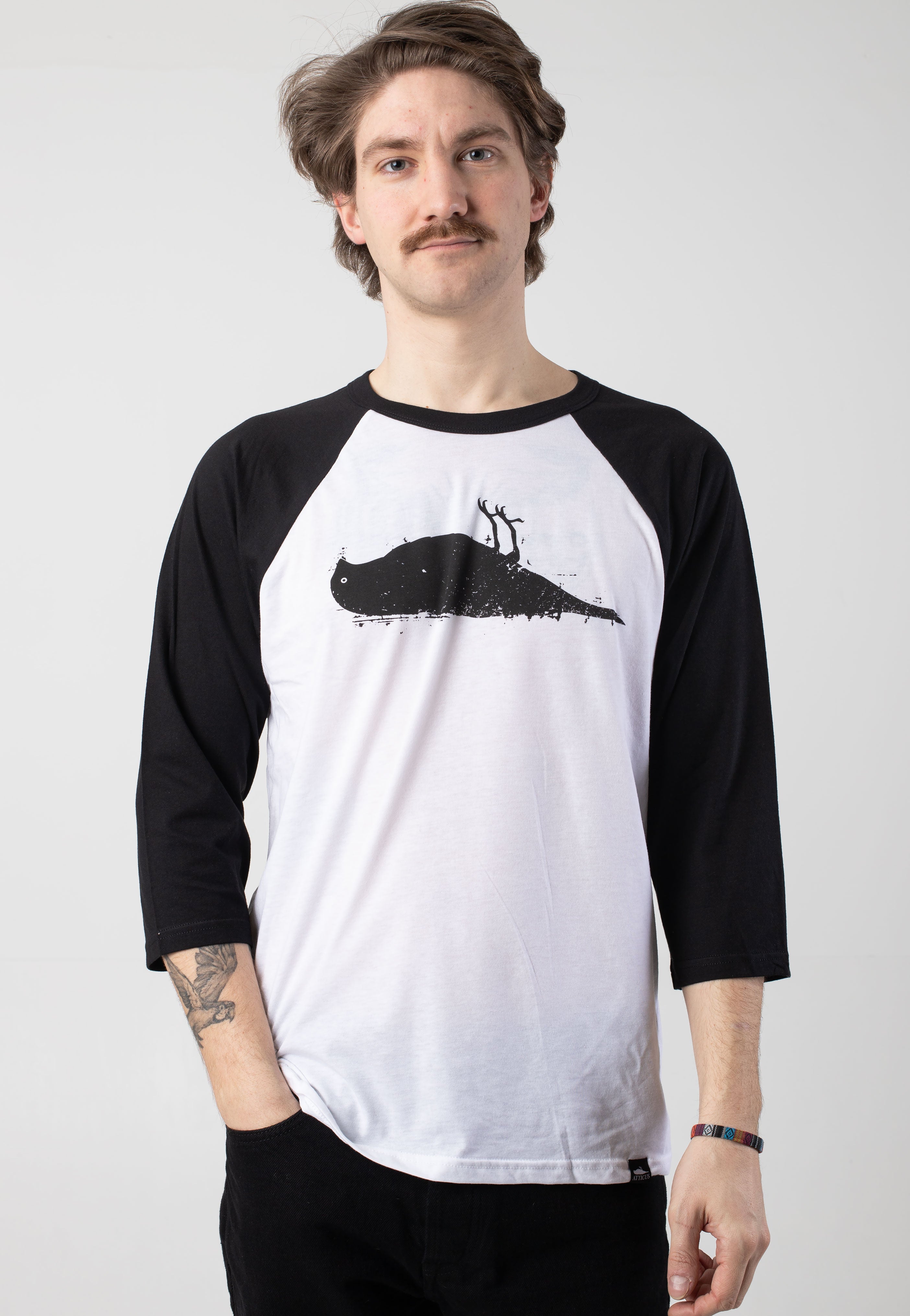 Atticus - Bird Baseball White/Black - T-Shirt | Men-Image