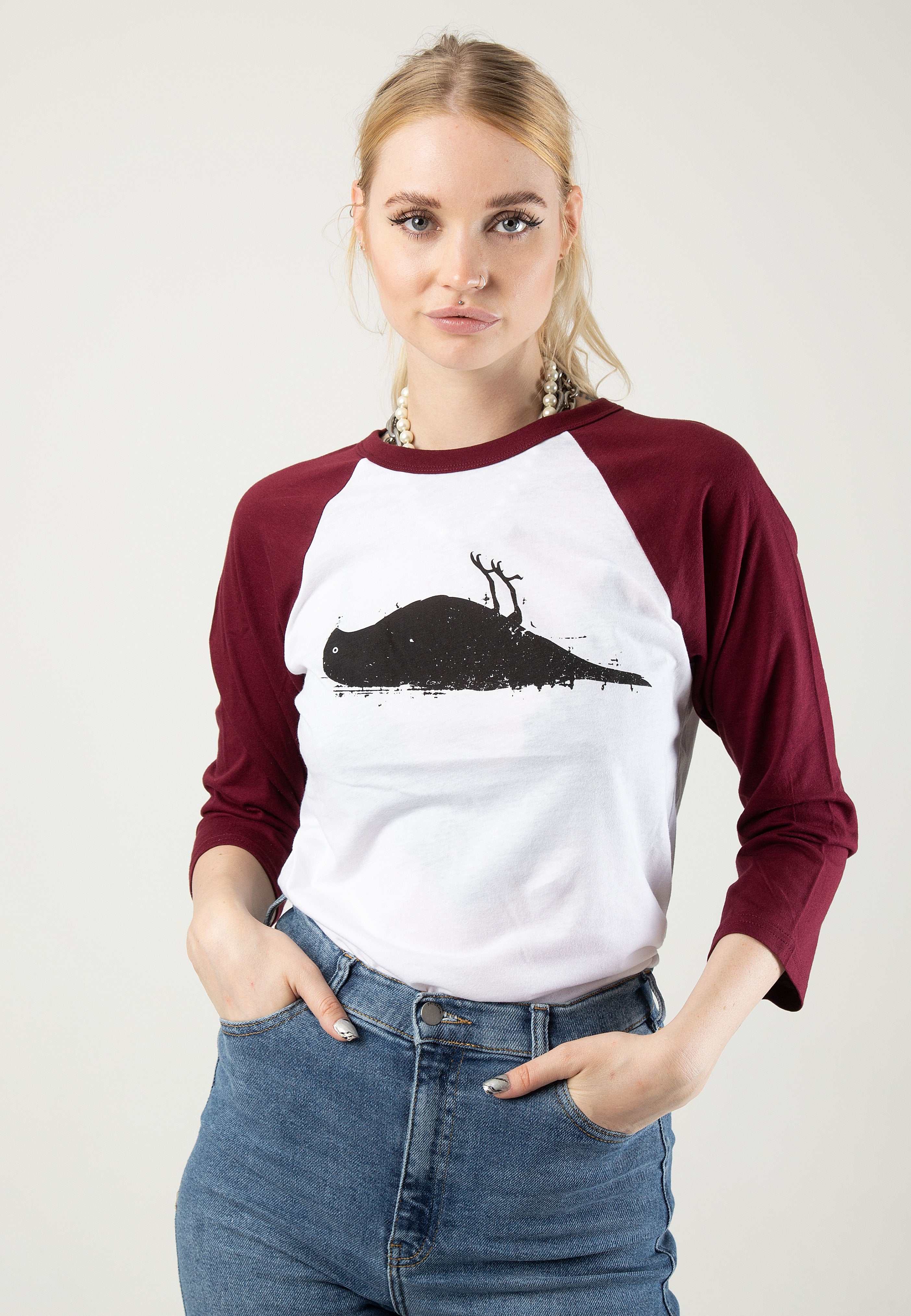 Atticus - Bird Baseball White/Maroon - Longsleeve | Women-Image