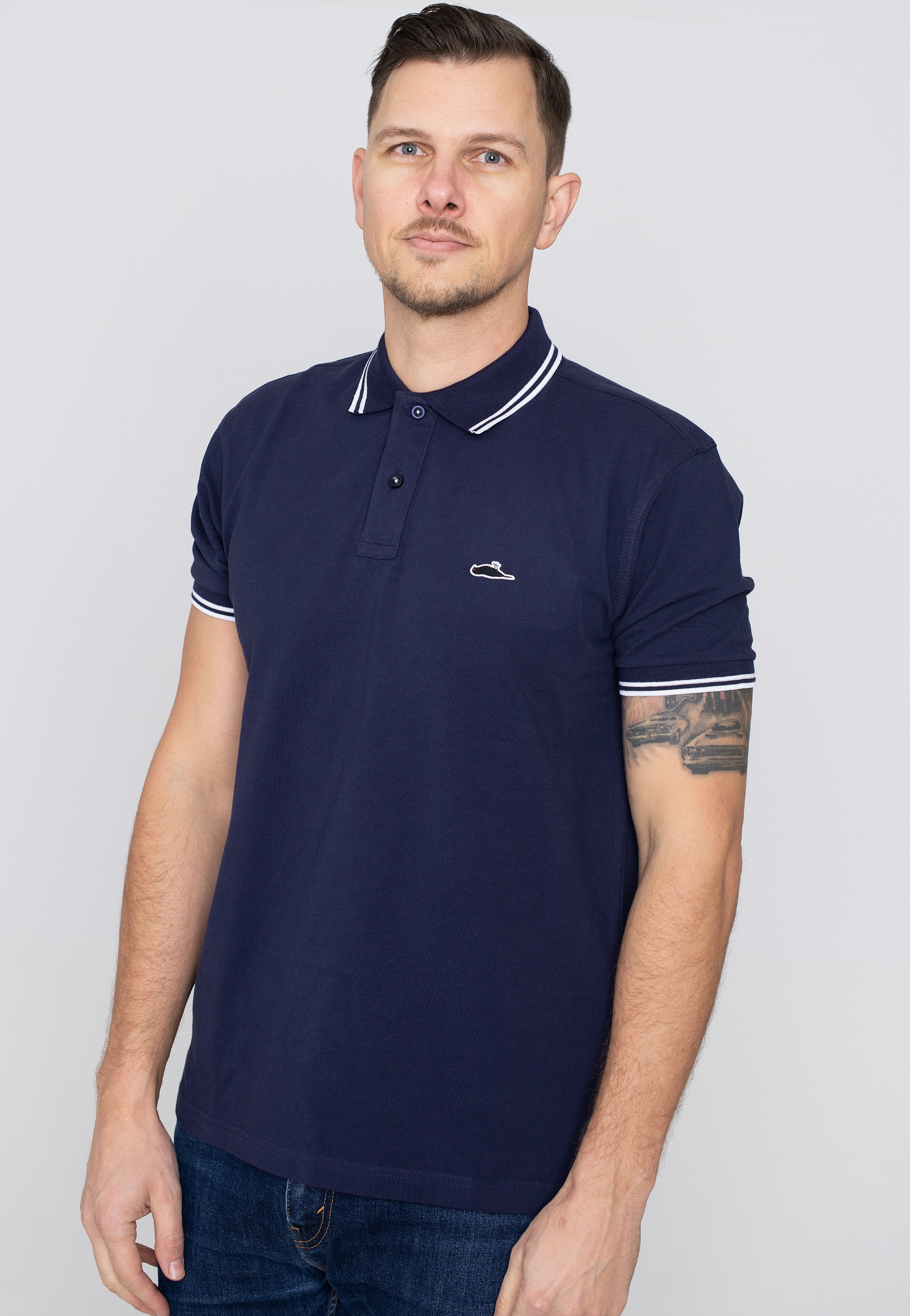 Atticus - Classic Tipped Navy/White - Polo | Men-Image
