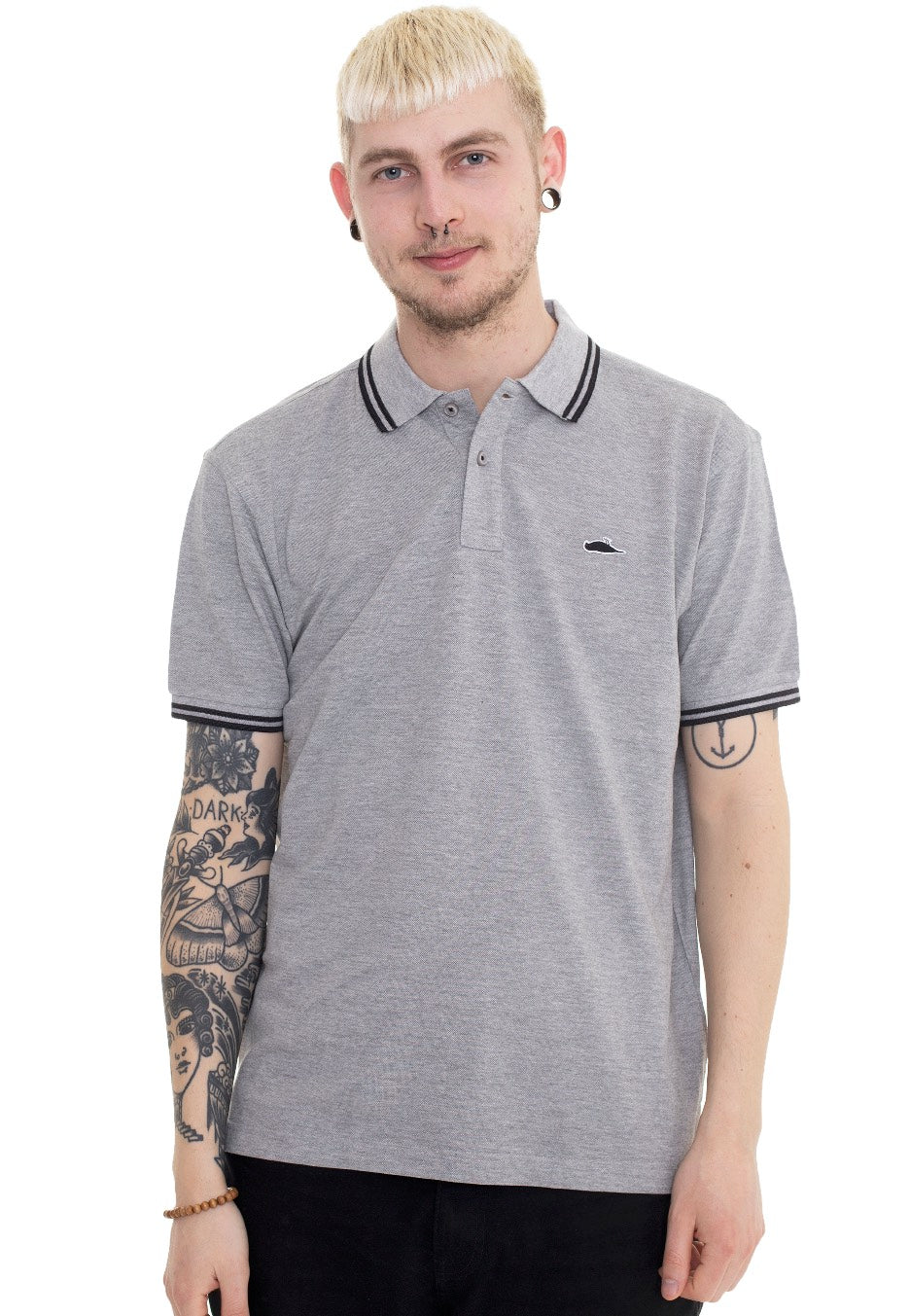 Atticus - Classic Tipped Heather Grey/Black - Polo | Men-Image