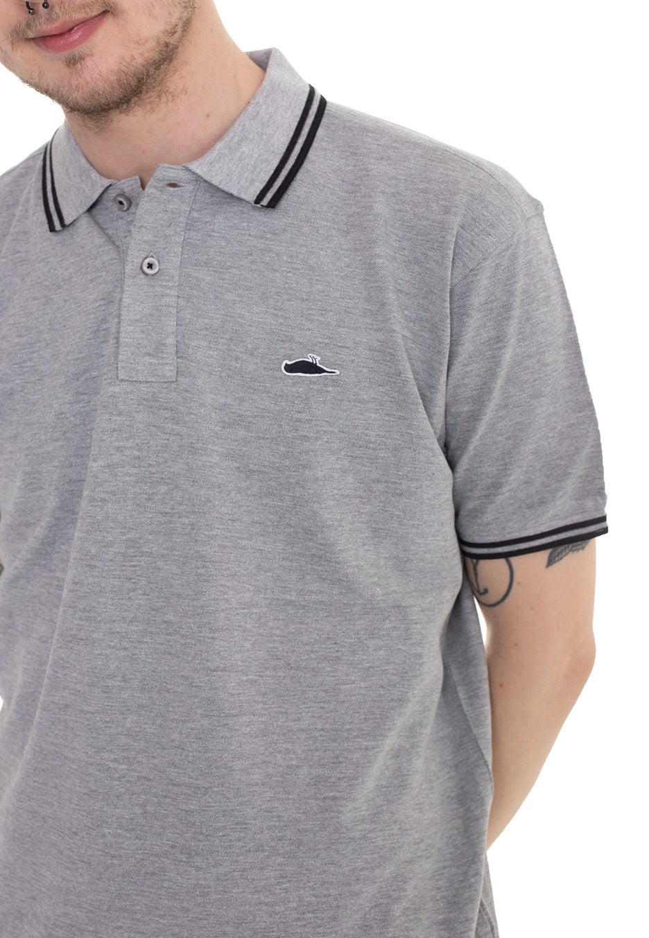 Atticus - Classic Tipped Heather Grey/Black - Polo | Men-Image