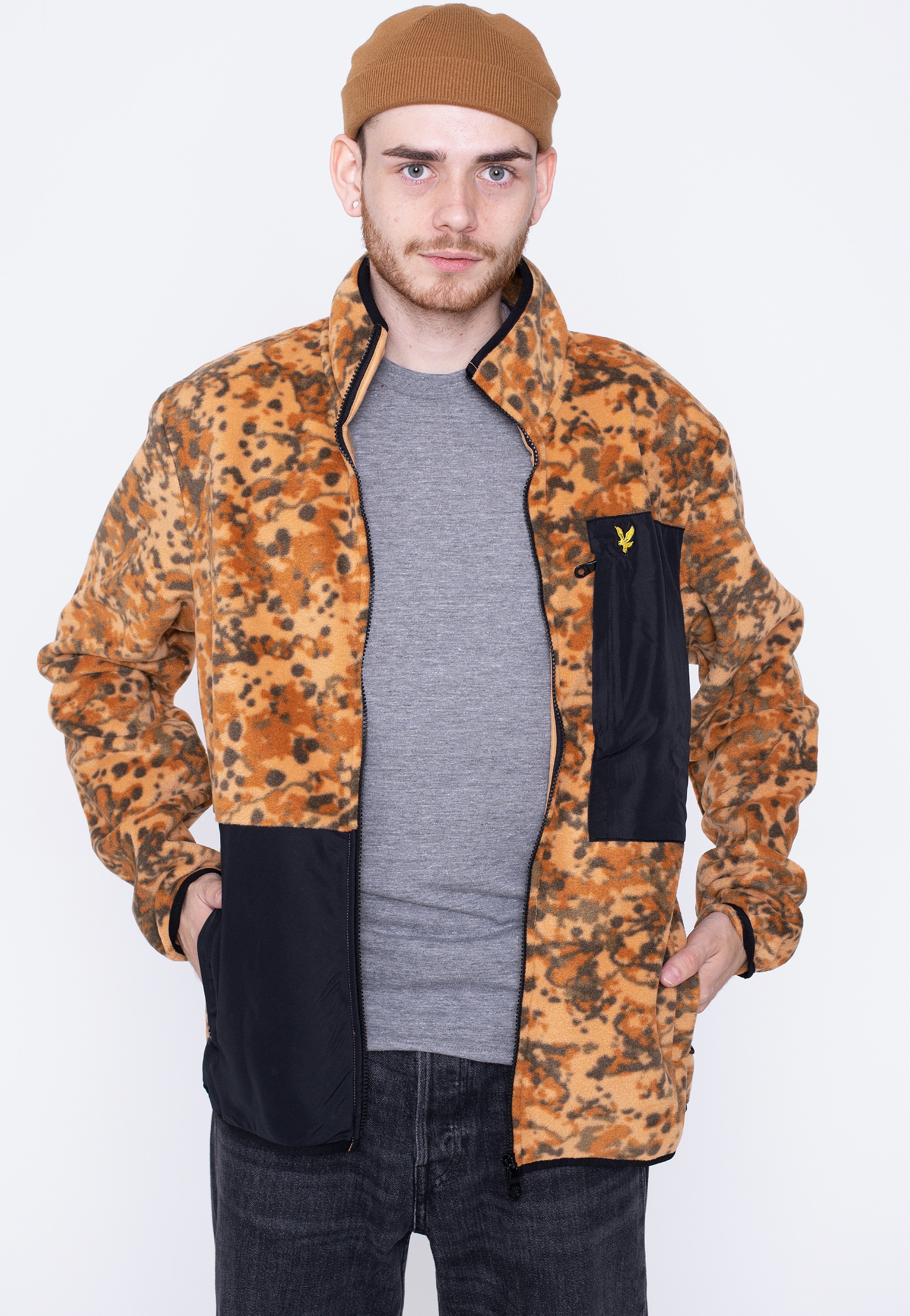 Lyle & Scott - Earth Print Fleece Tan - Jacket | Men-Image