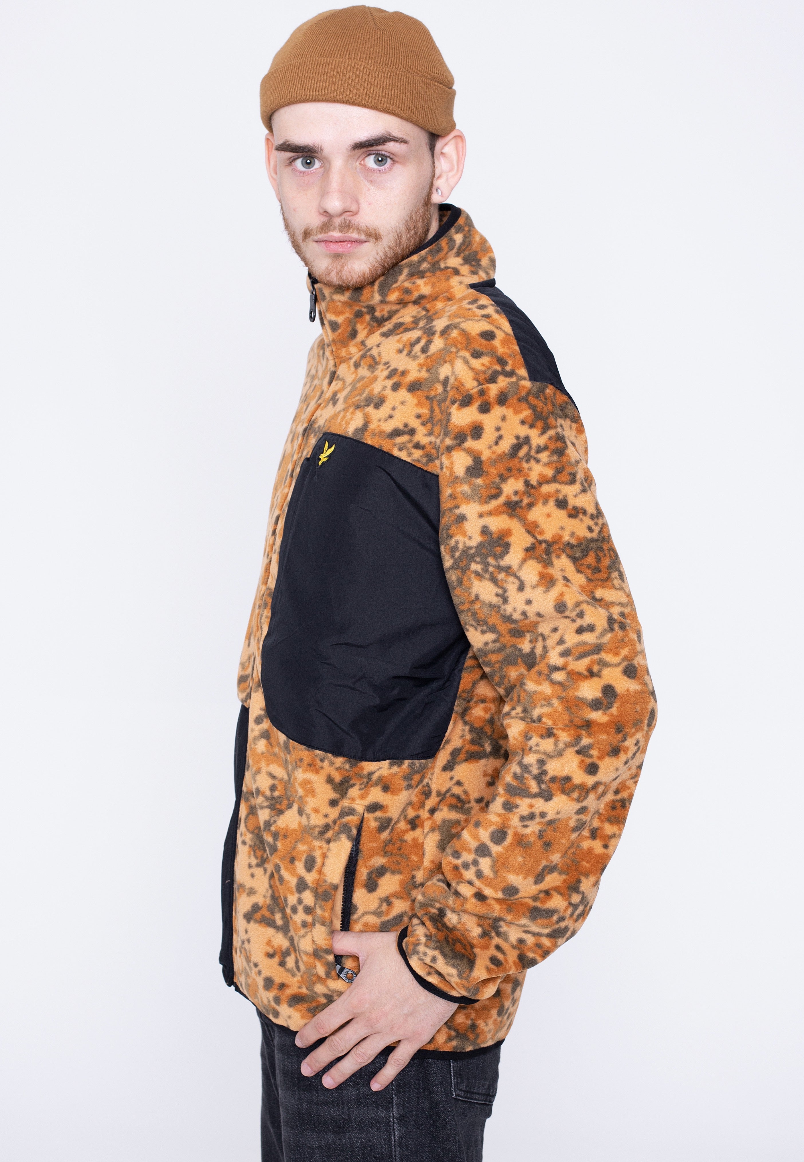 Lyle & Scott - Earth Print Fleece Tan - Jacket | Men-Image