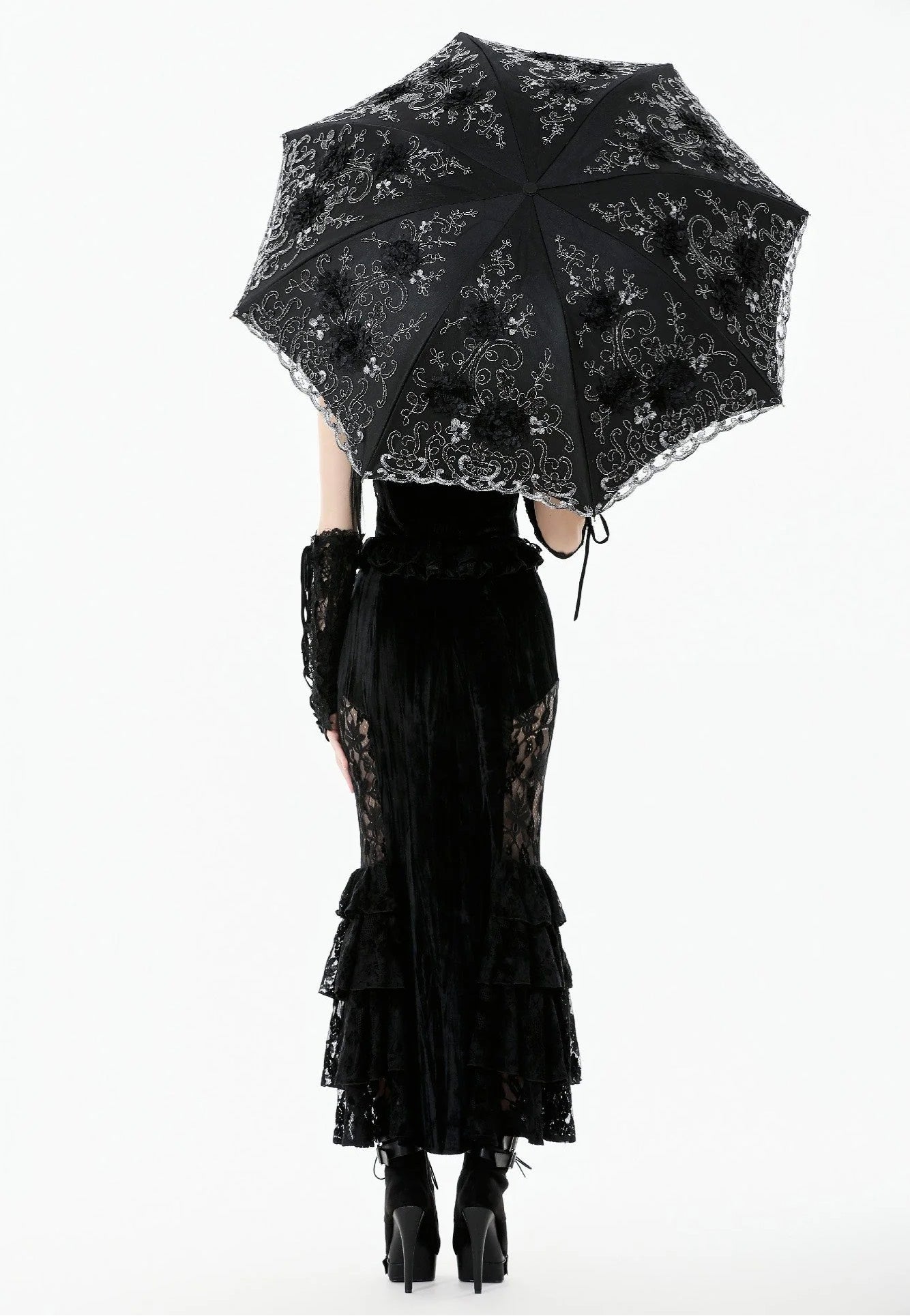 Dark In Love - Elegant White Gothic Rose Lace - Umbrella | Neutral-Image