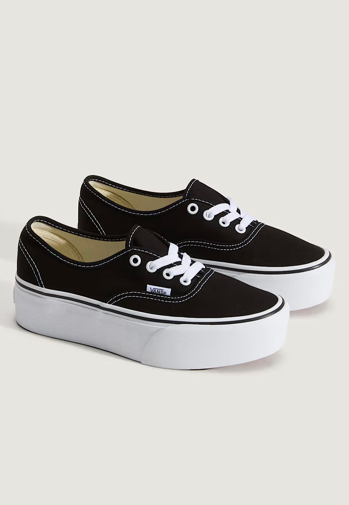 Vans Authentic Stackform Canvas Black/True White Shoes | Men-Image