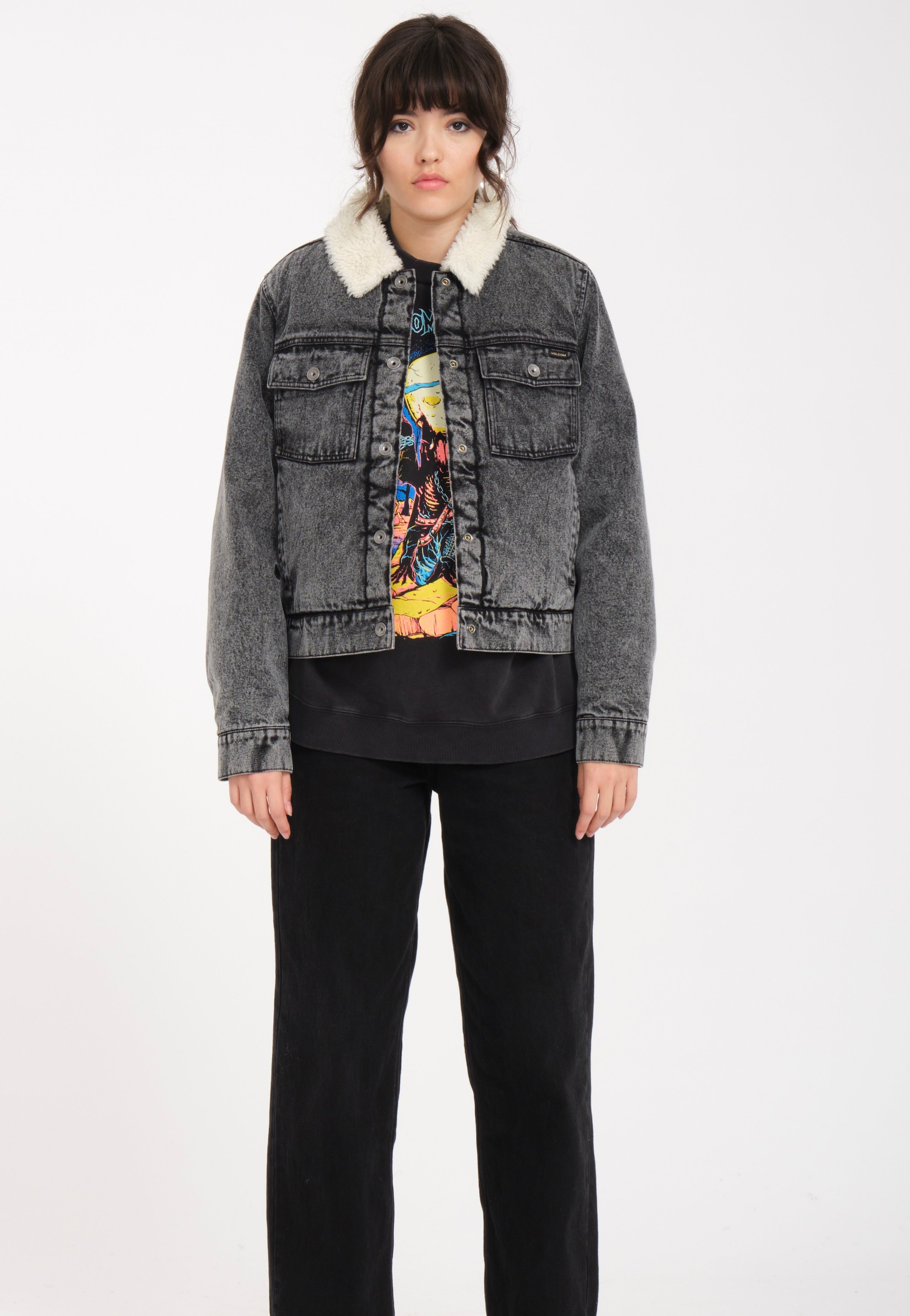 Volcom - Radstone Sherpa Black - Jeans Jacket | Women-Image