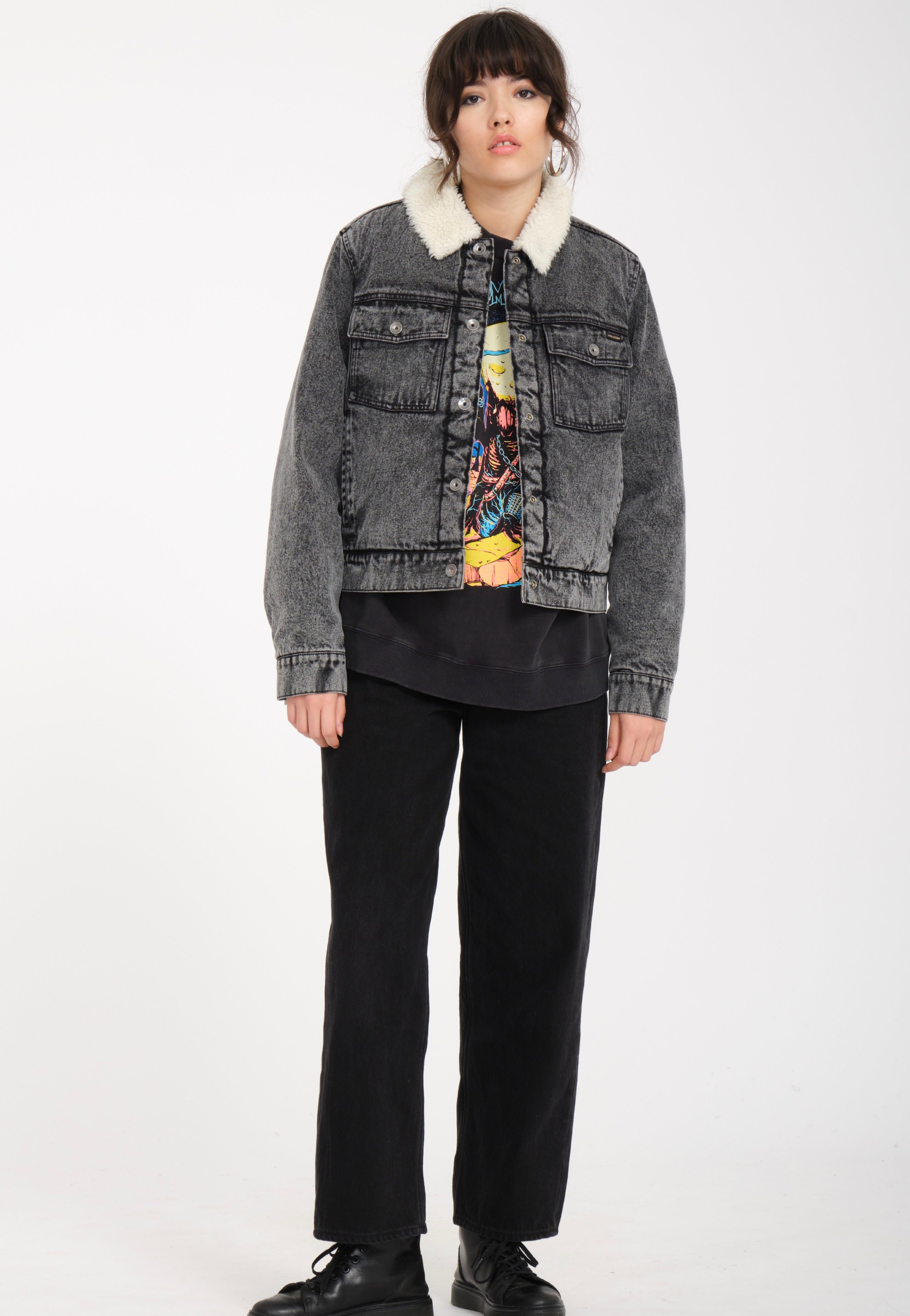 Volcom - Radstone Sherpa Black - Jeans Jacket | Women-Image