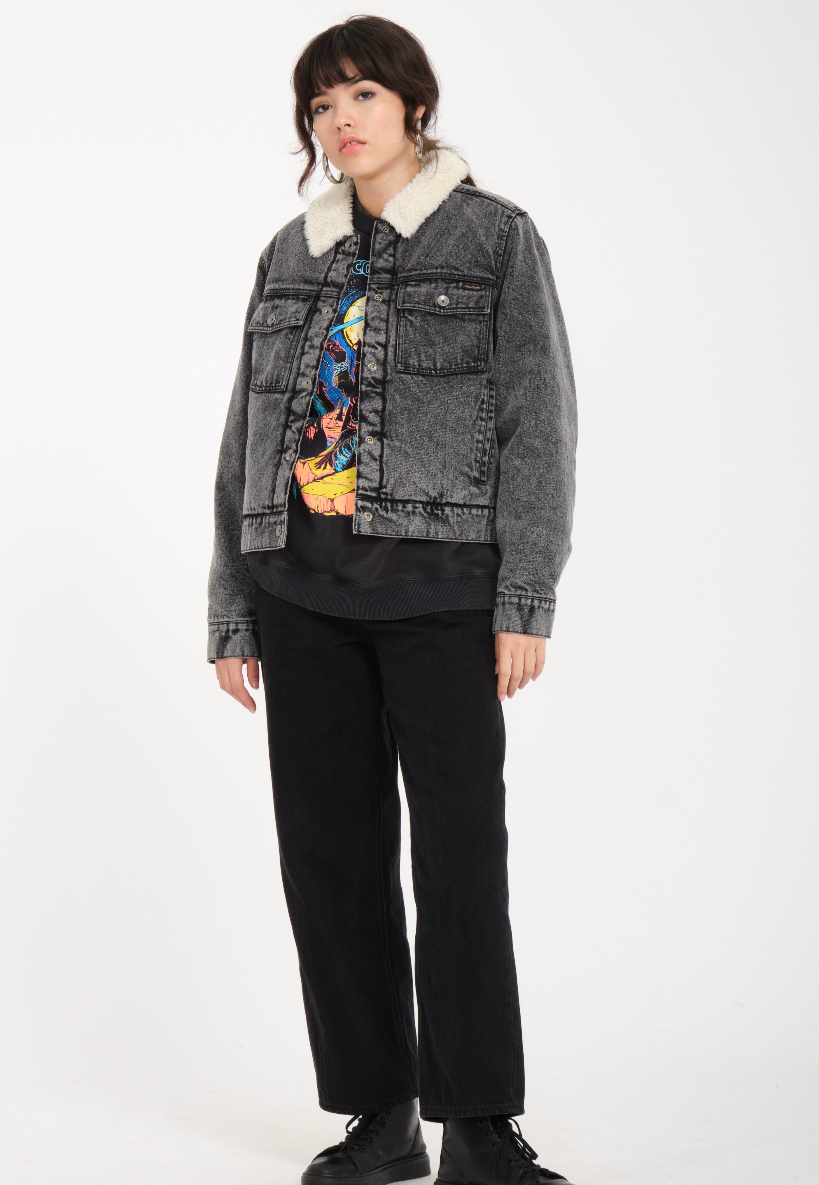 Volcom - Radstone Sherpa Black - Jeans Jacket | Women-Image