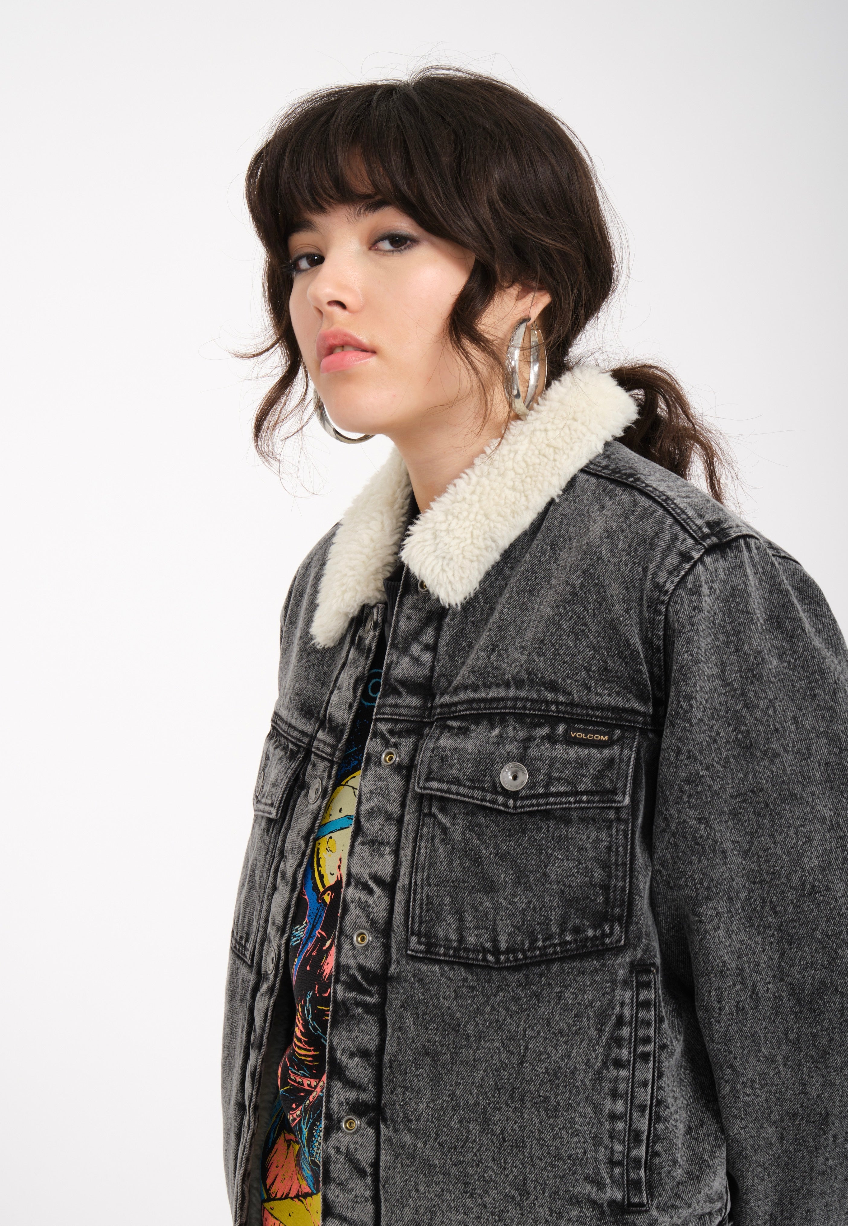 Volcom - Radstone Sherpa Black - Jeans Jacket | Women-Image