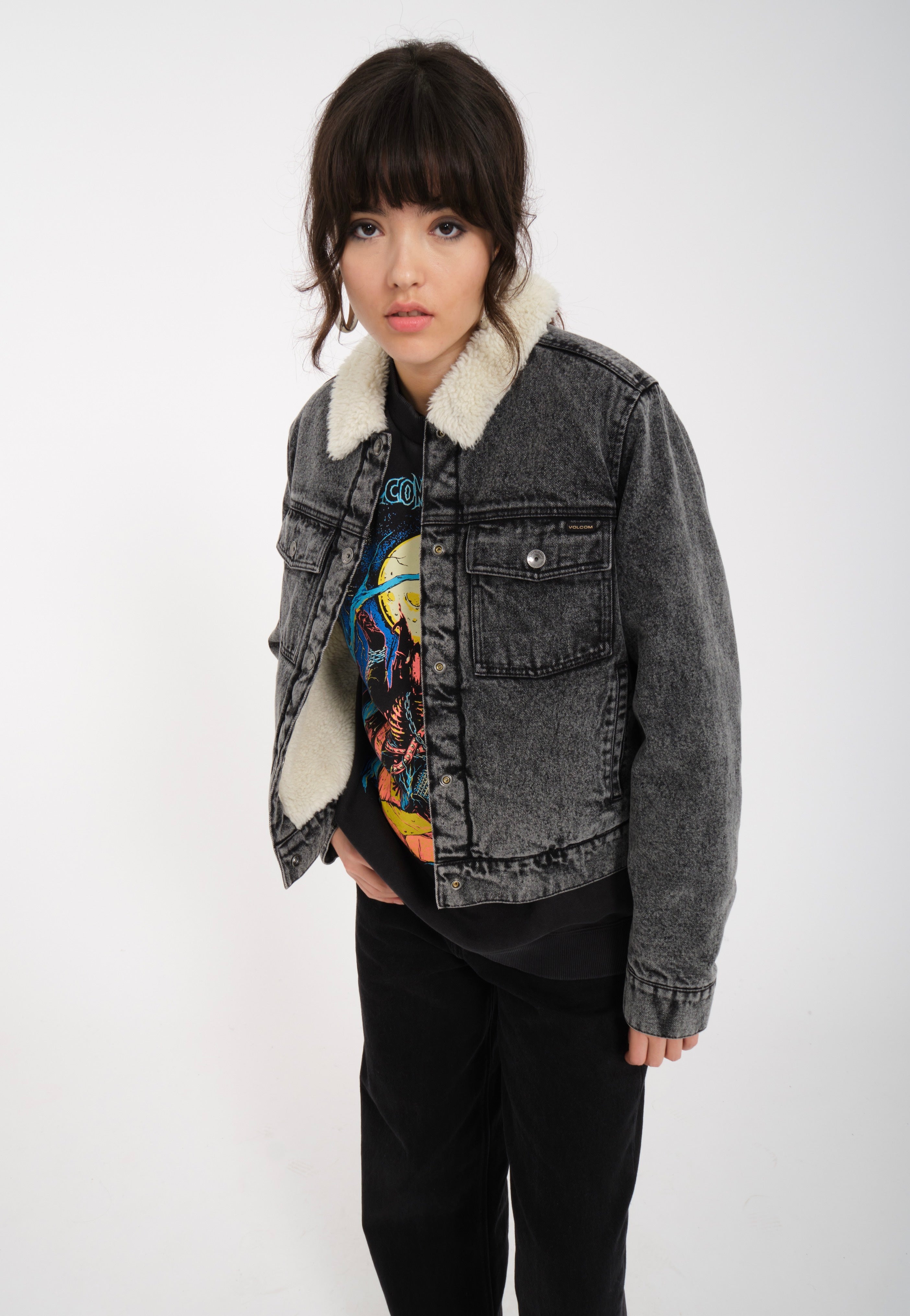 Volcom - Radstone Sherpa Black - Jeans Jacket | Women-Image
