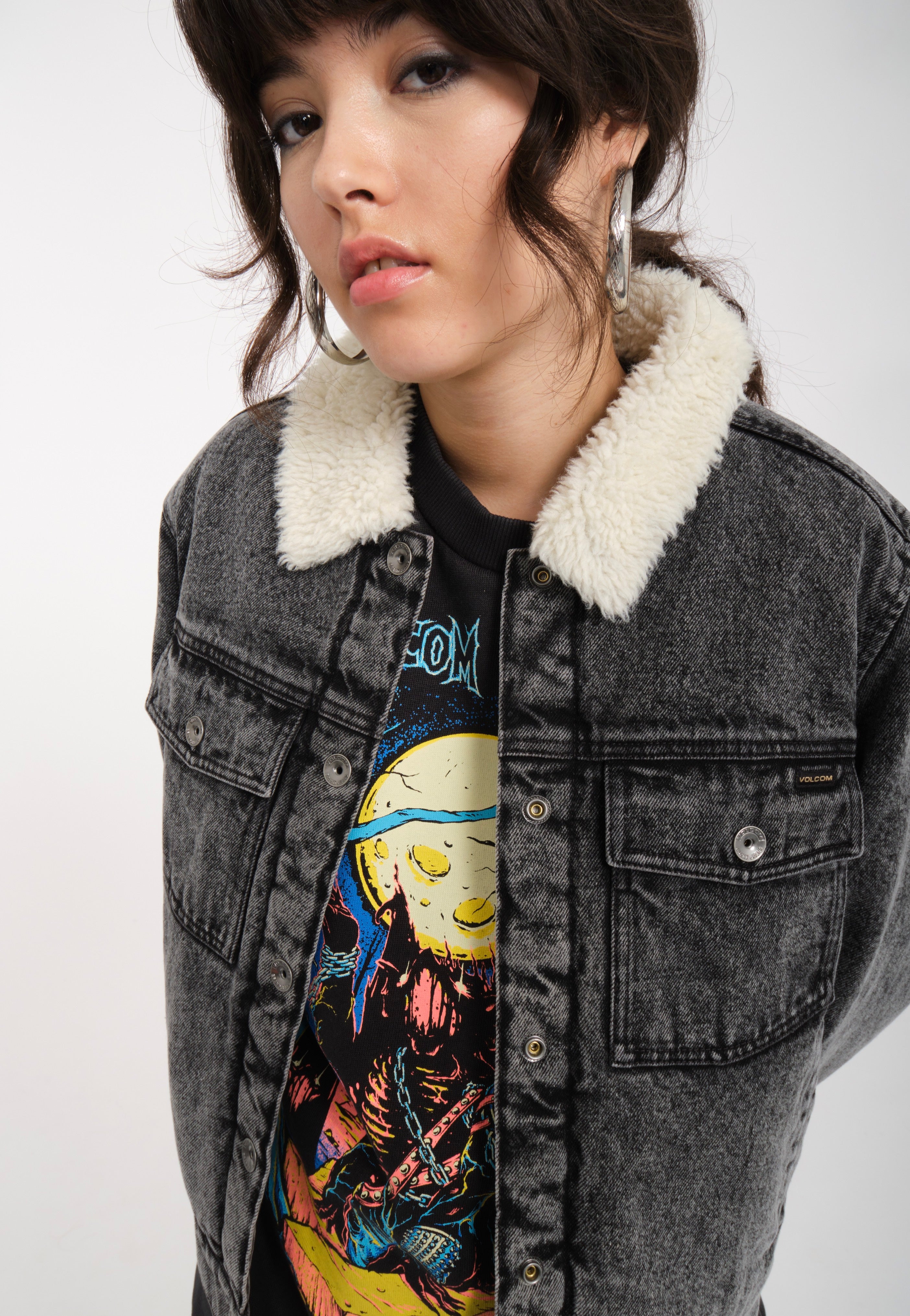 Volcom - Radstone Sherpa Black - Jeans Jacket | Women-Image