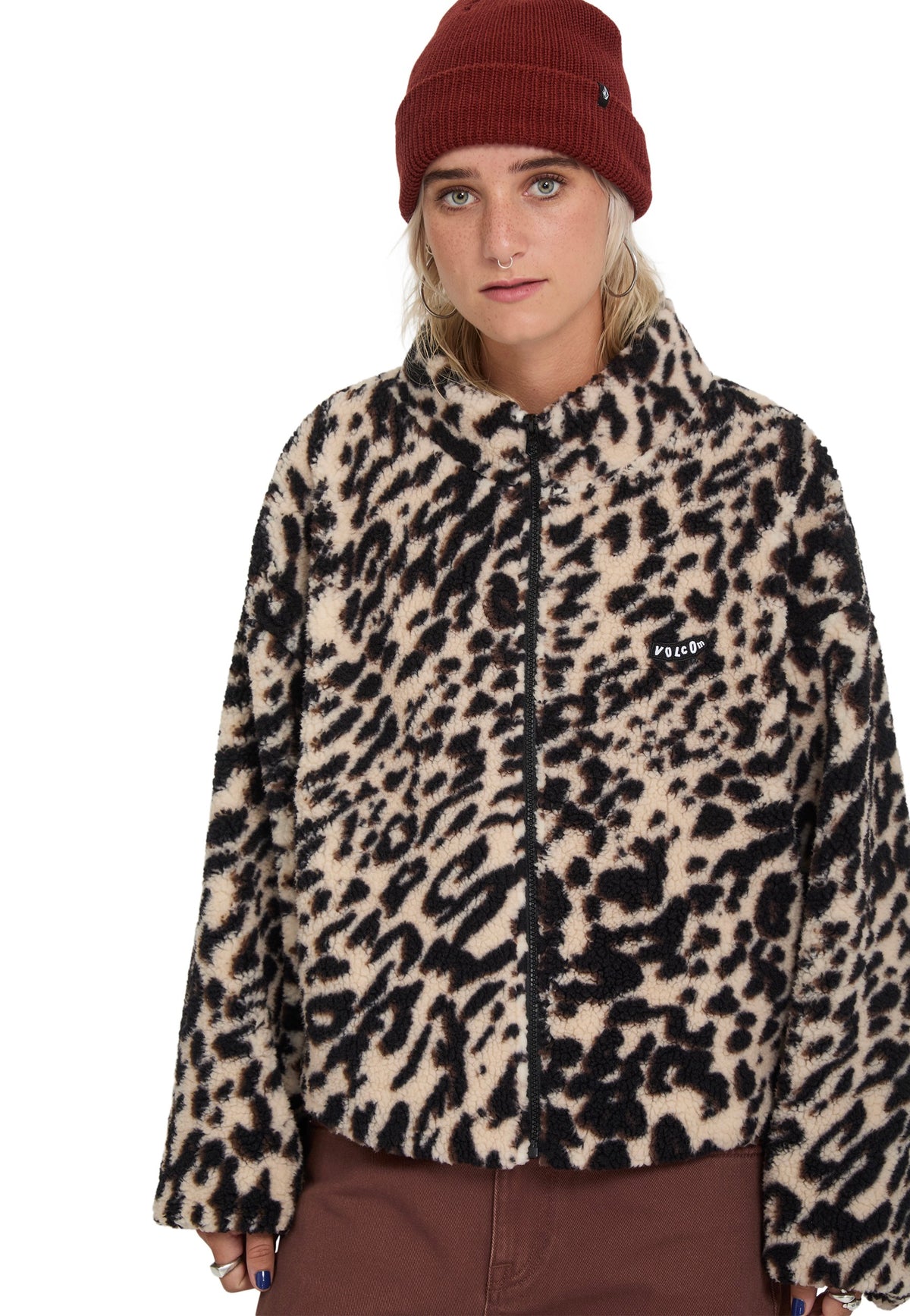Volcom Wylding Out Sherpa Animal Print Jacket | Women-Image