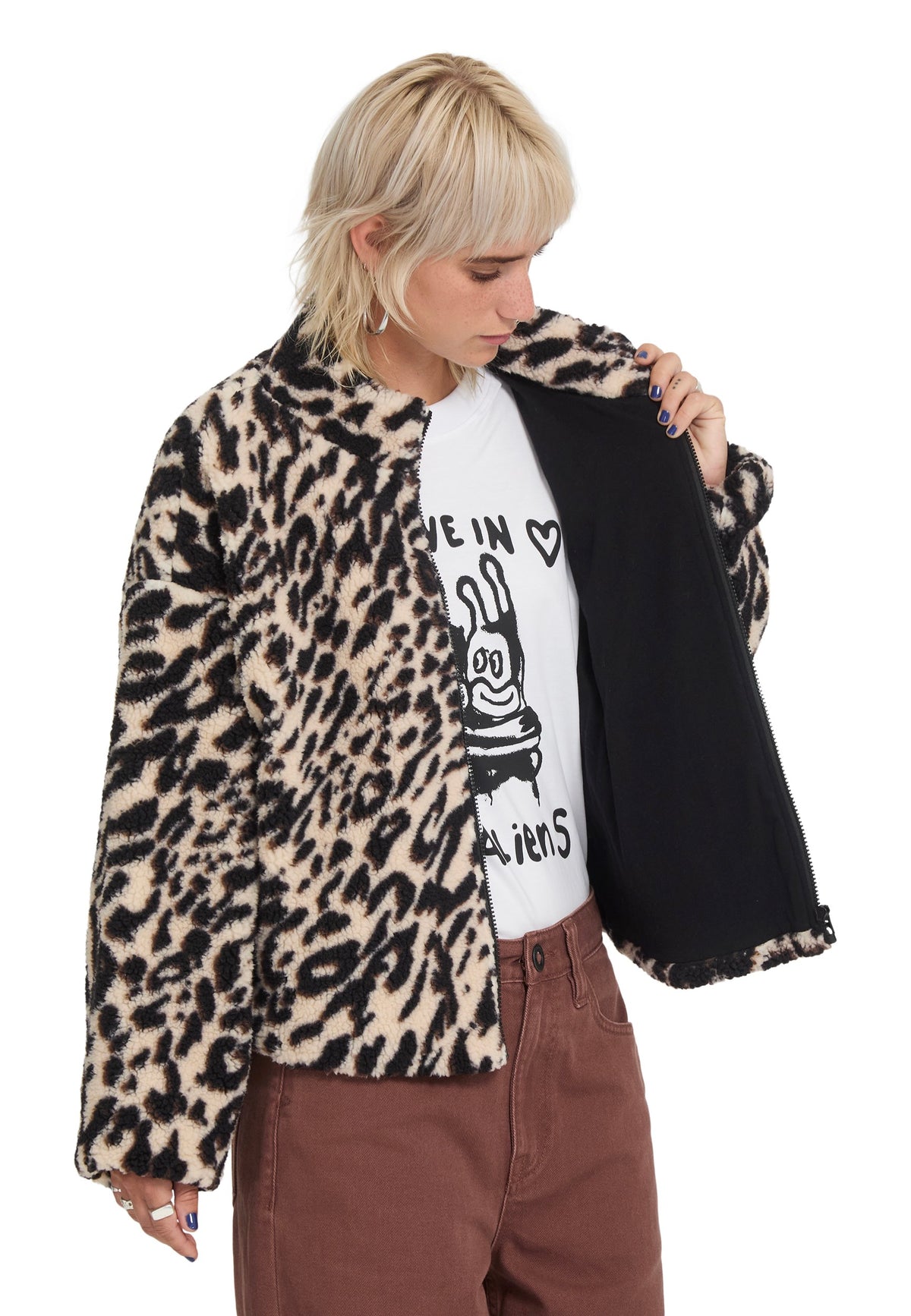 Volcom Wylding Out Sherpa Animal Print Jacket | Women-Image