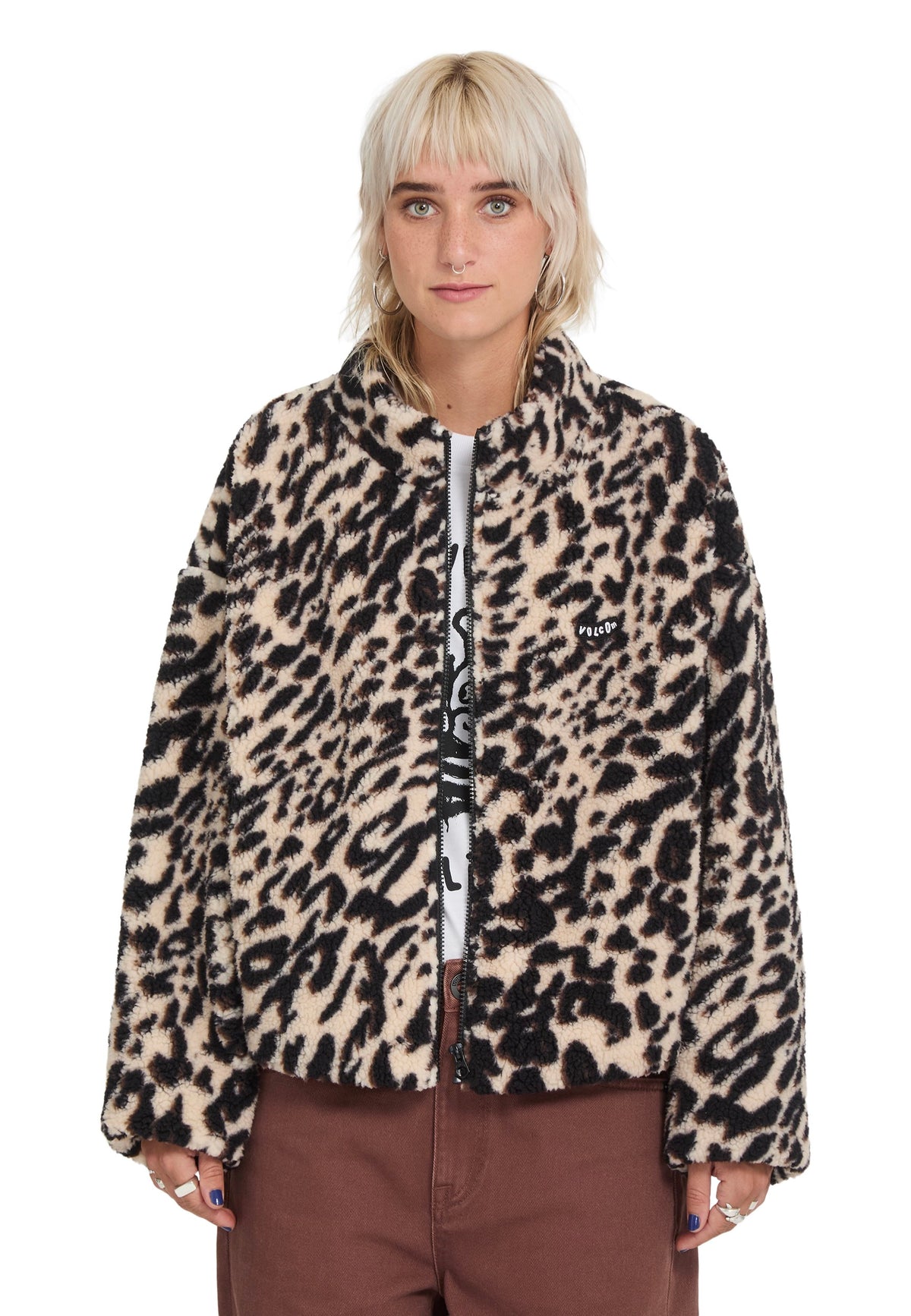 Volcom Wylding Out Sherpa Animal Print Jacket | Women-Image