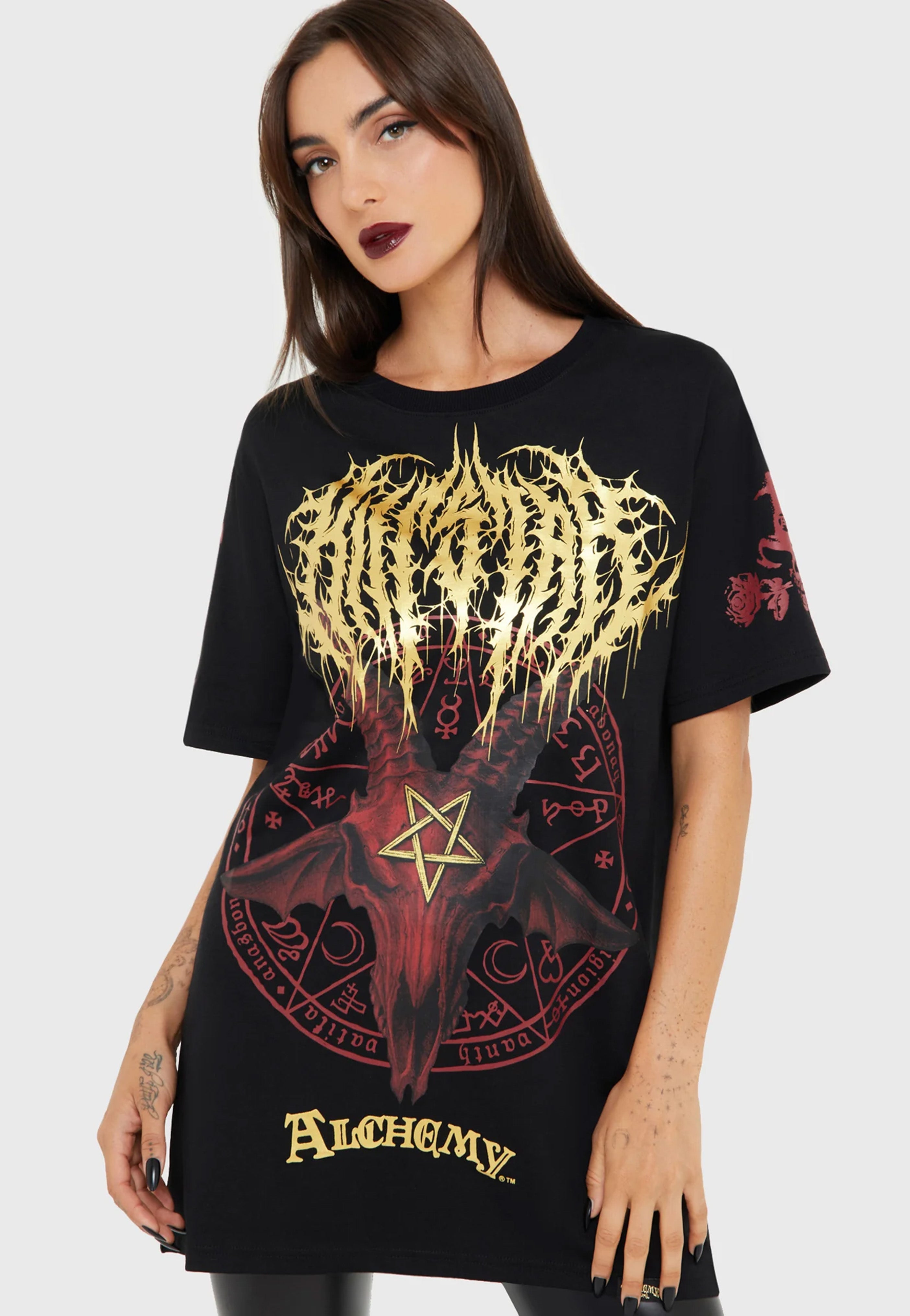 Killstar x Alchemy England - Baphomet Zisurrû Black - T-Shirt | Women-Image