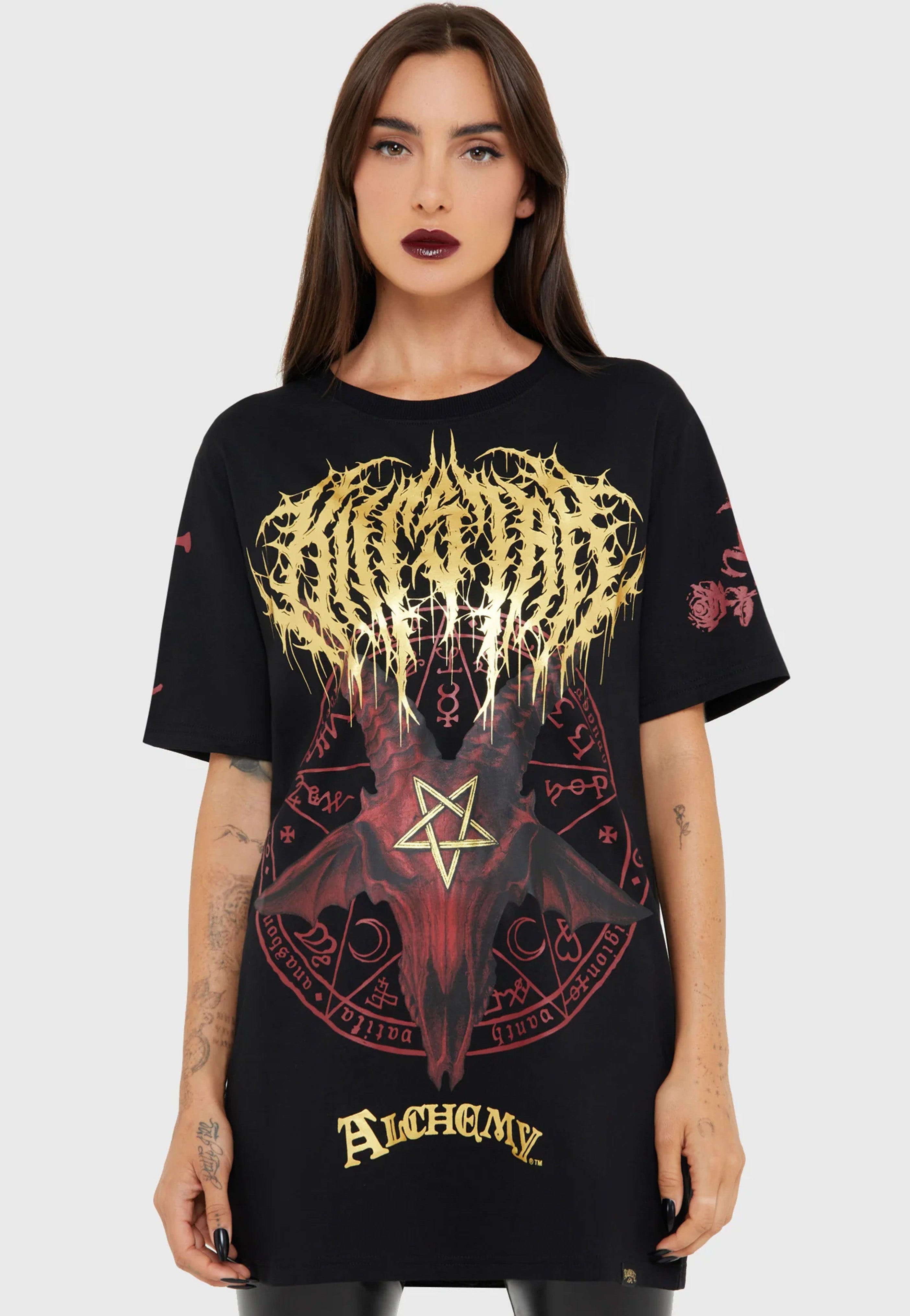 Killstar x Alchemy England - Baphomet Zisurrû Black - T-Shirt | Women-Image