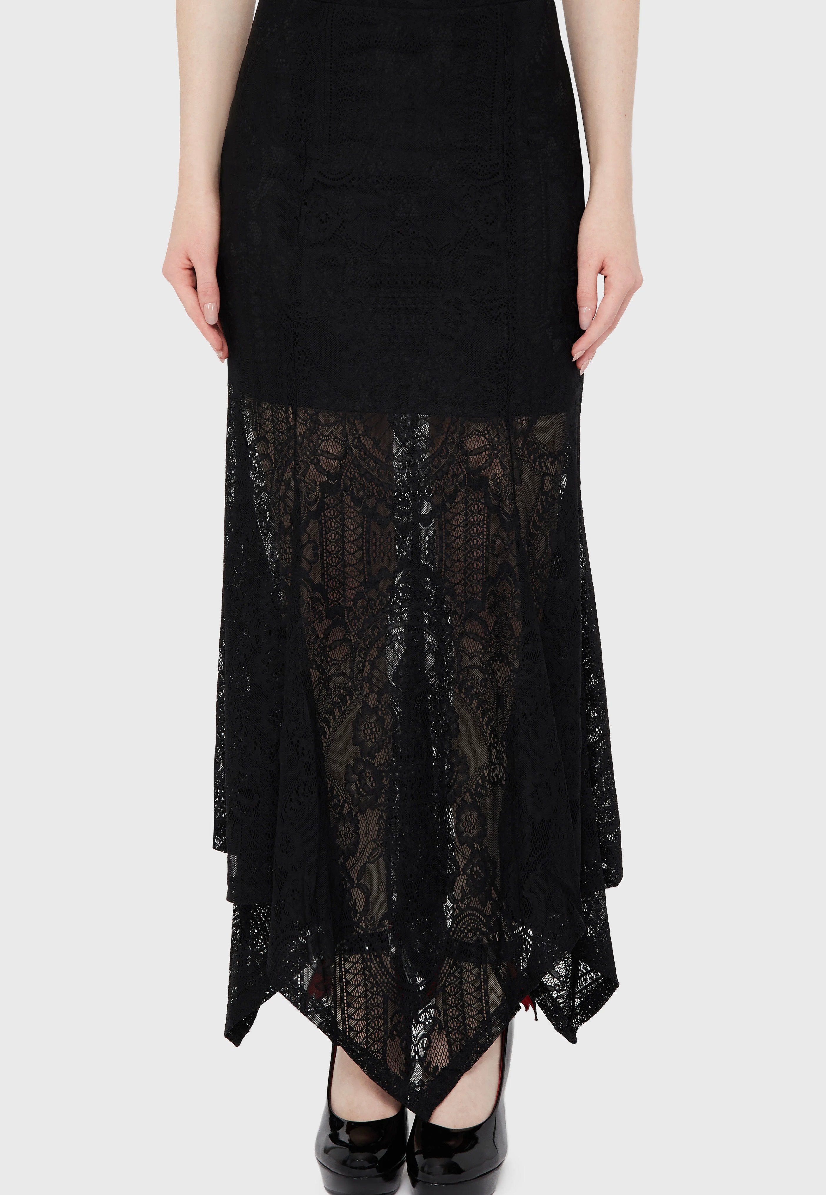 Killstar - Belladonna Lace Black/Ivory - Skirt | Women-Image