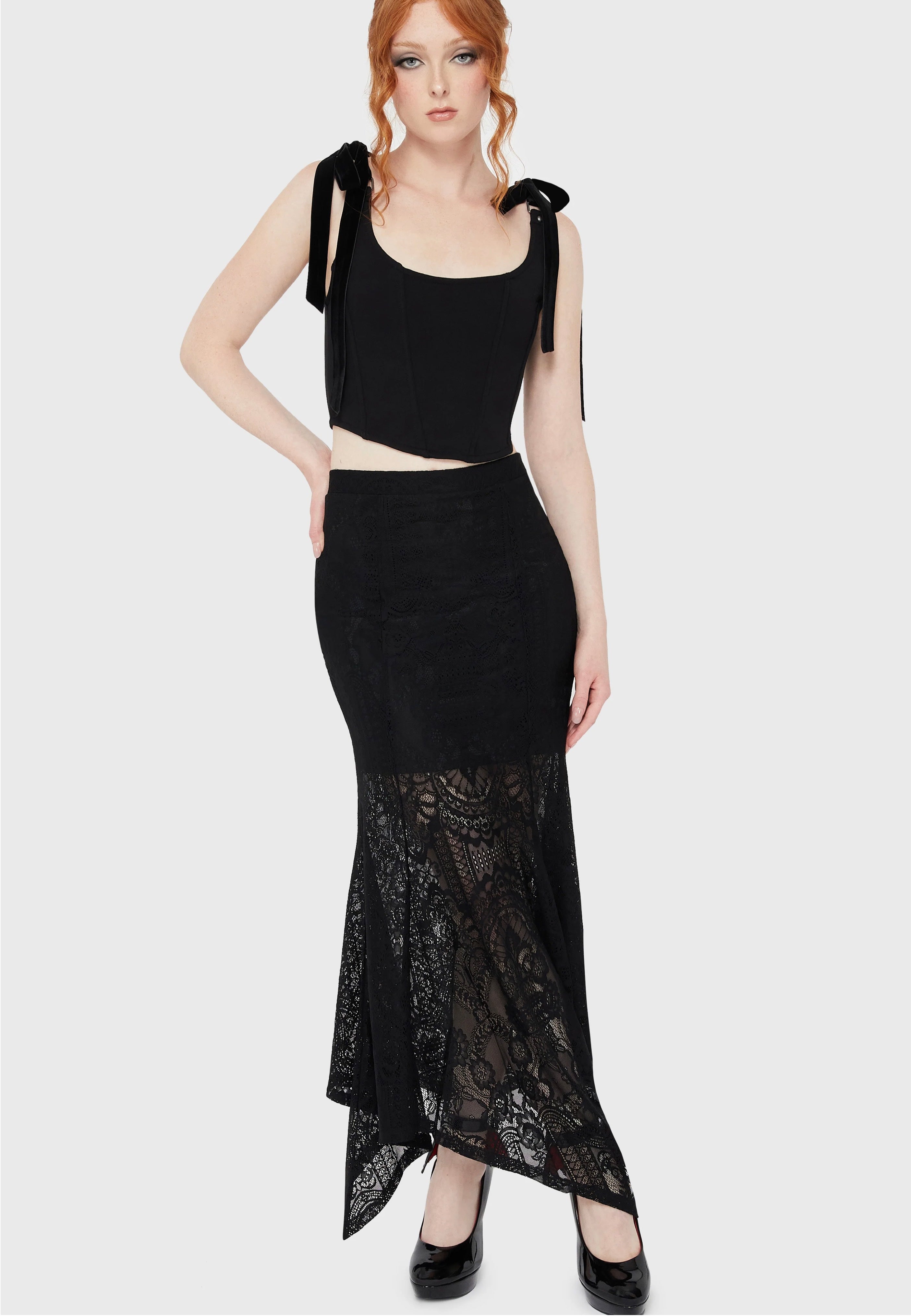 Killstar - Belladonna Lace Black/Ivory - Skirt | Women-Image