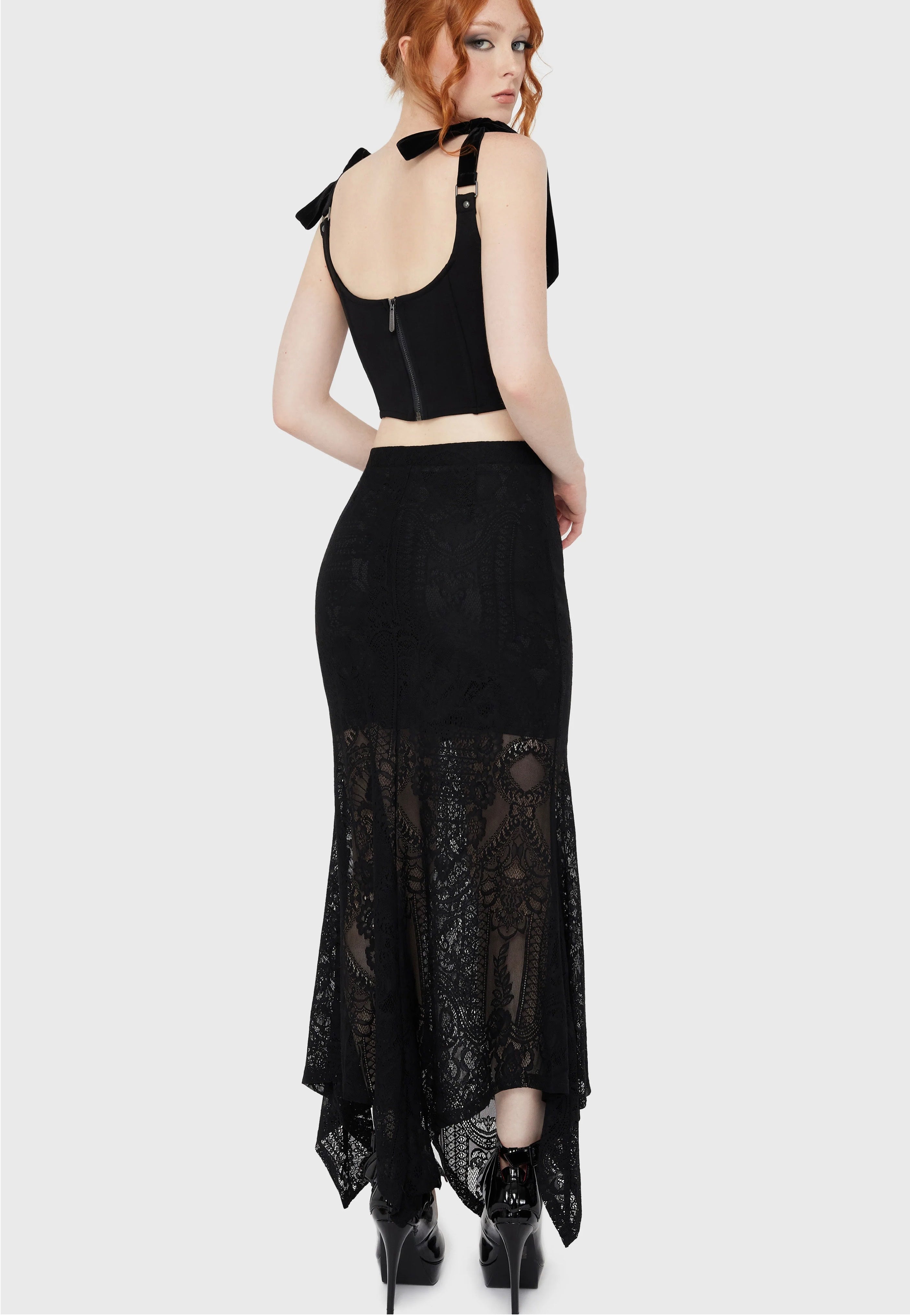 Killstar - Belladonna Lace Black/Ivory - Skirt | Women-Image
