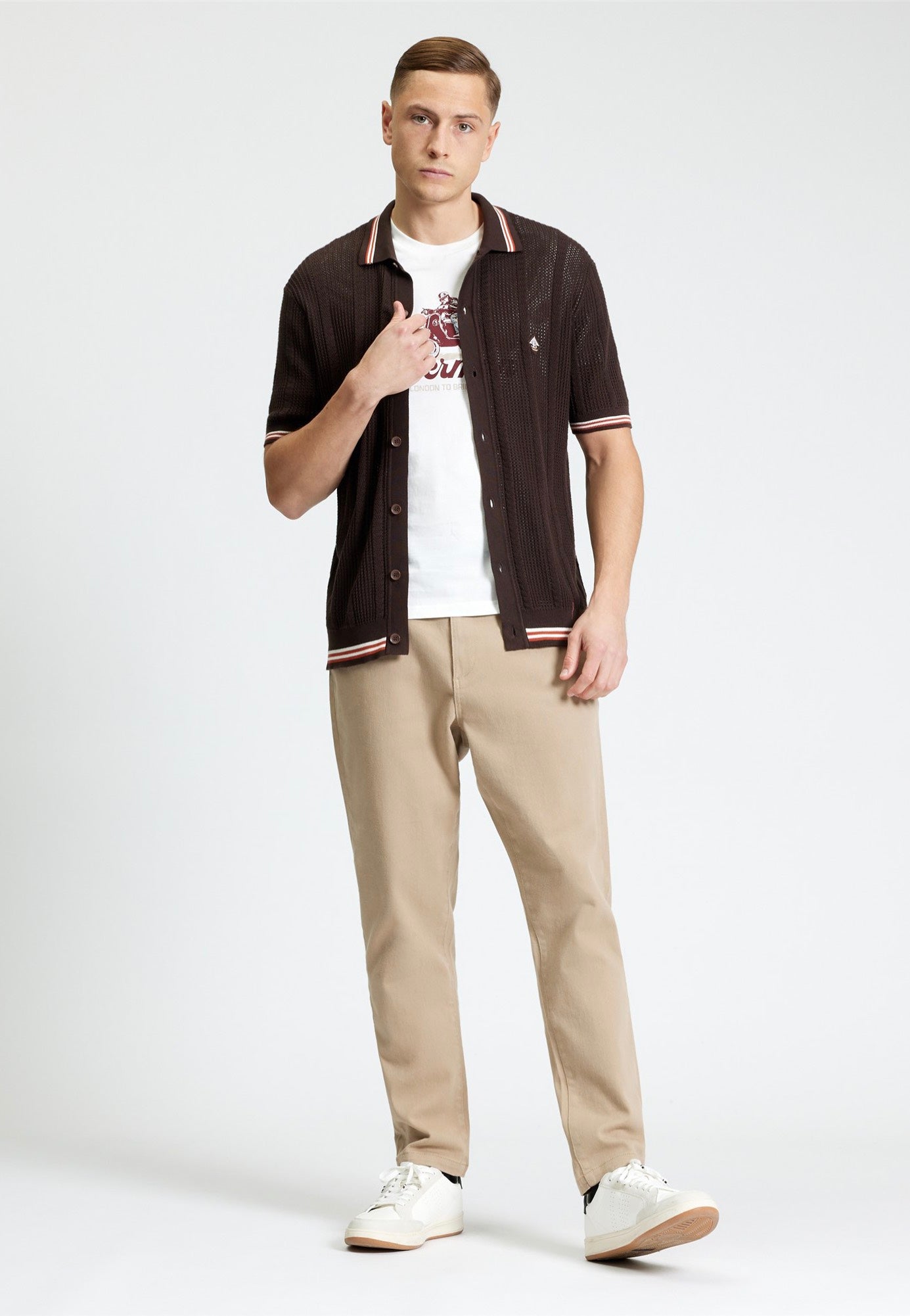 Ben Sherman - Open Texture Button Through Coffee - Shirt | Men-Image