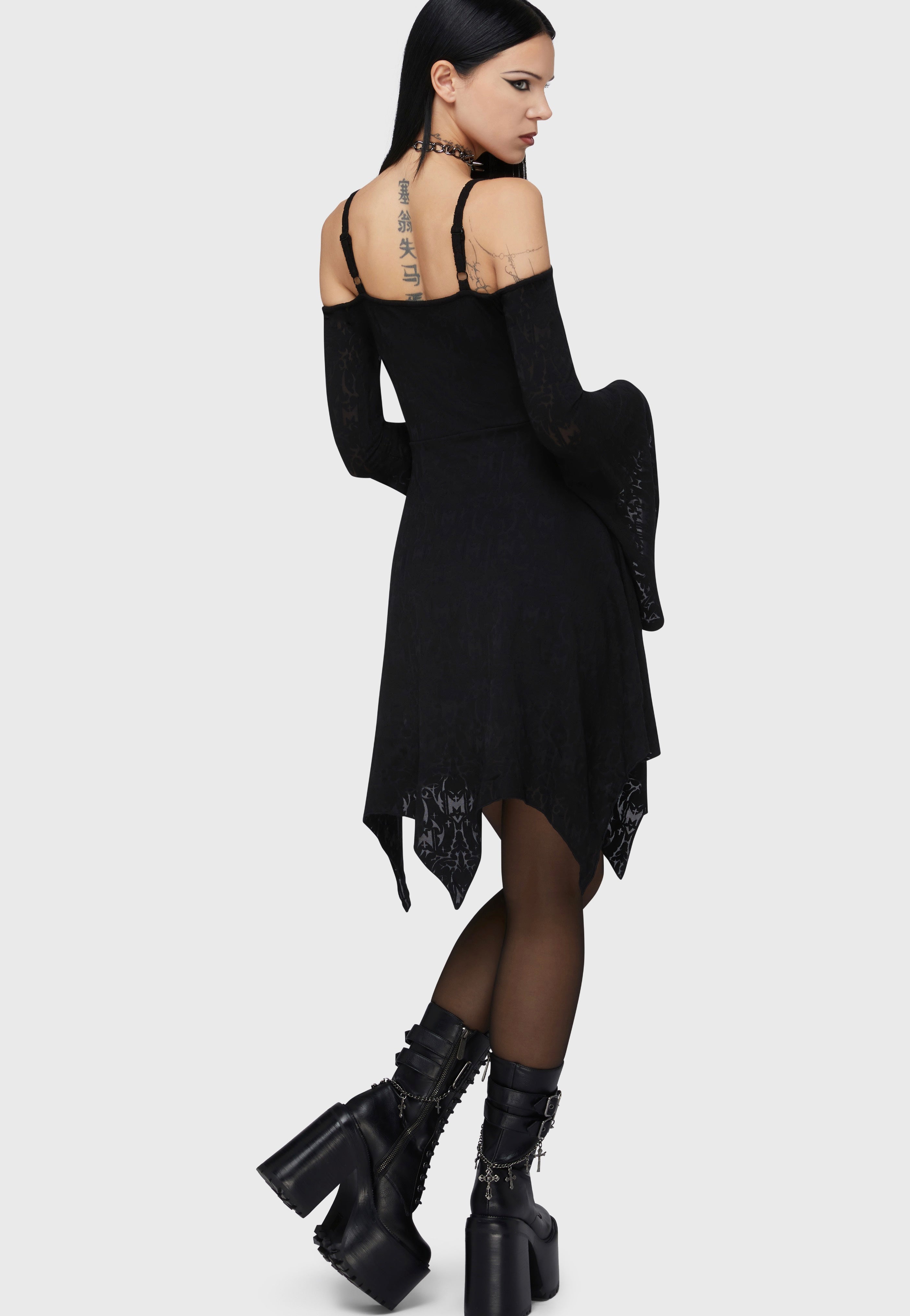 Killstar x Motionless In White - Black Damask Black - Dress | Women-Image