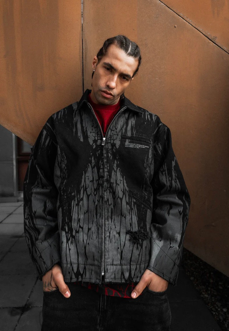 Stay Cold Apparel Ash Grid Distressed Black - Jeans Jacket | Impericon