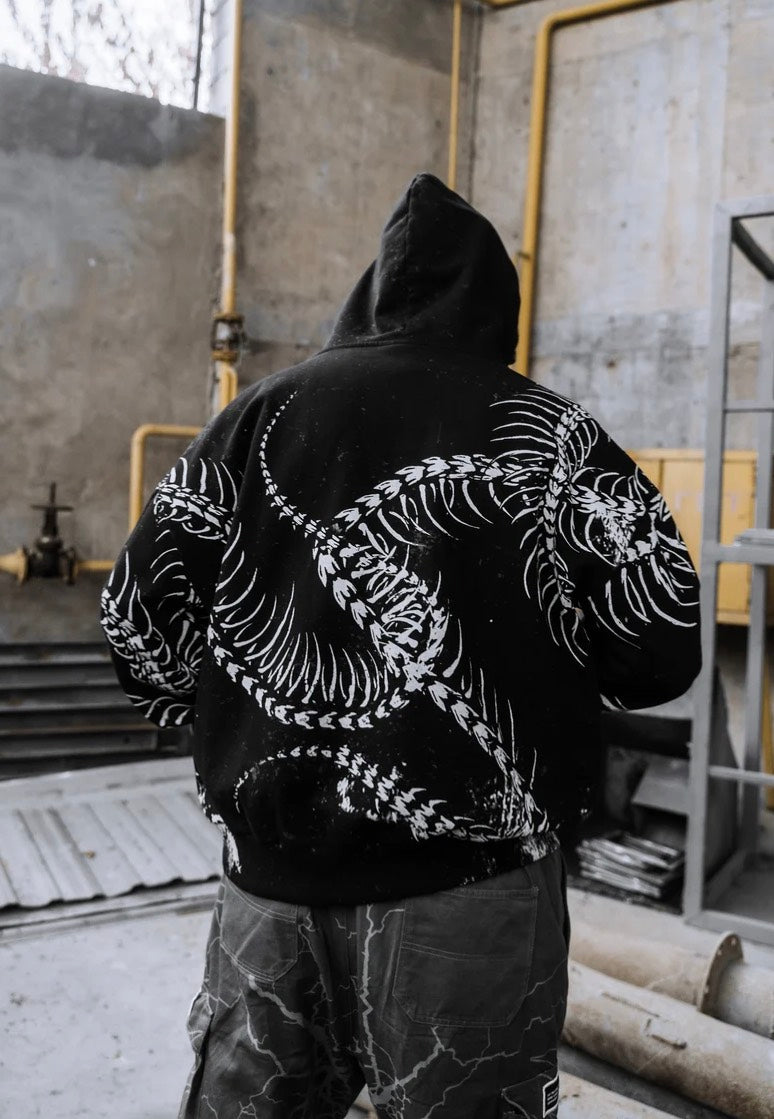 Stay Cold Apparel Black Spine Heavy Oversized Black Hoodie | Men-Image
