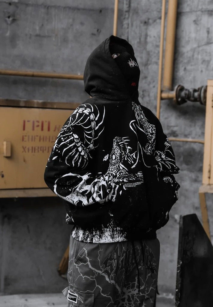 Stay Cold Apparel Black Spine Heavy Oversized Black Hoodie | Men-Image