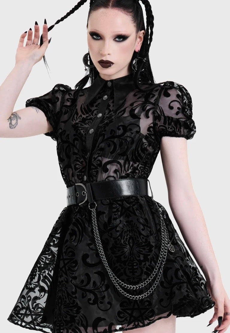 Killstar Bloodlust Organza Mini Black Dress | Women-Image