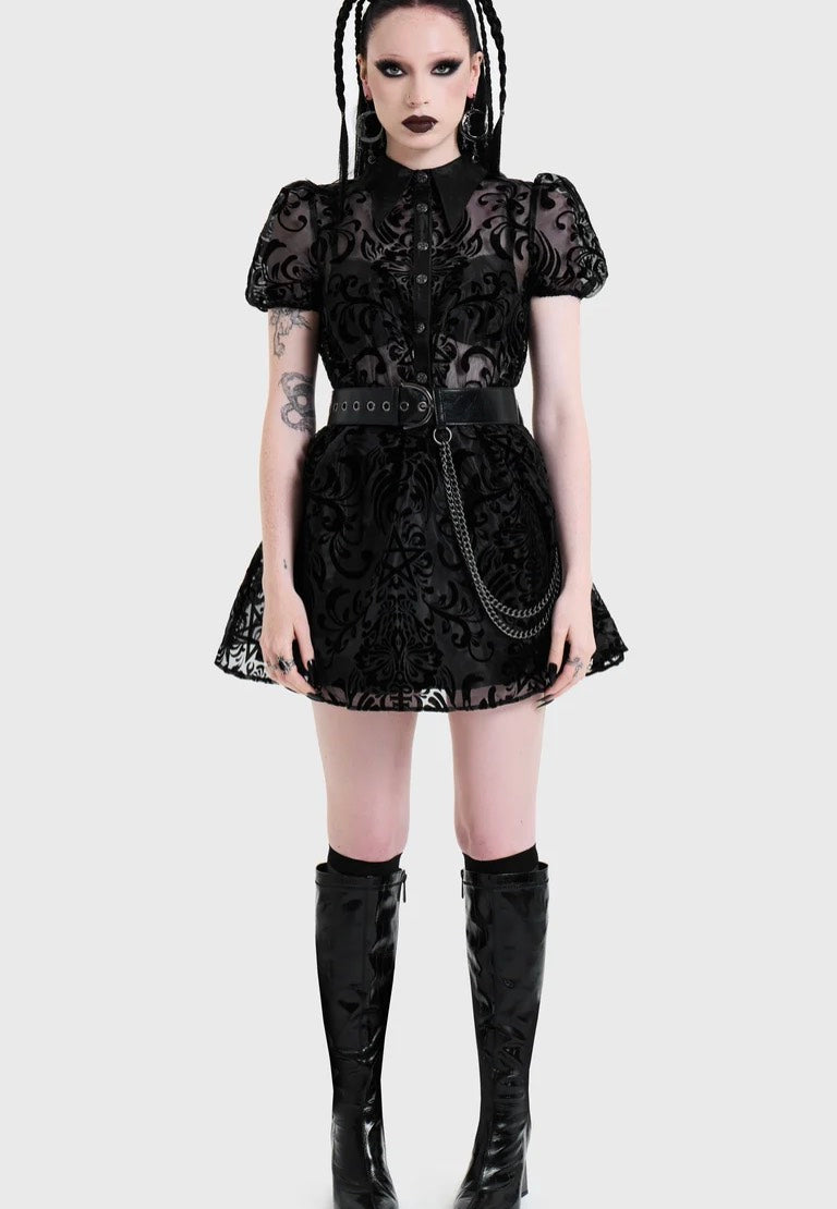 Killstar Bloodlust Organza Mini Black Dress | Women-Image