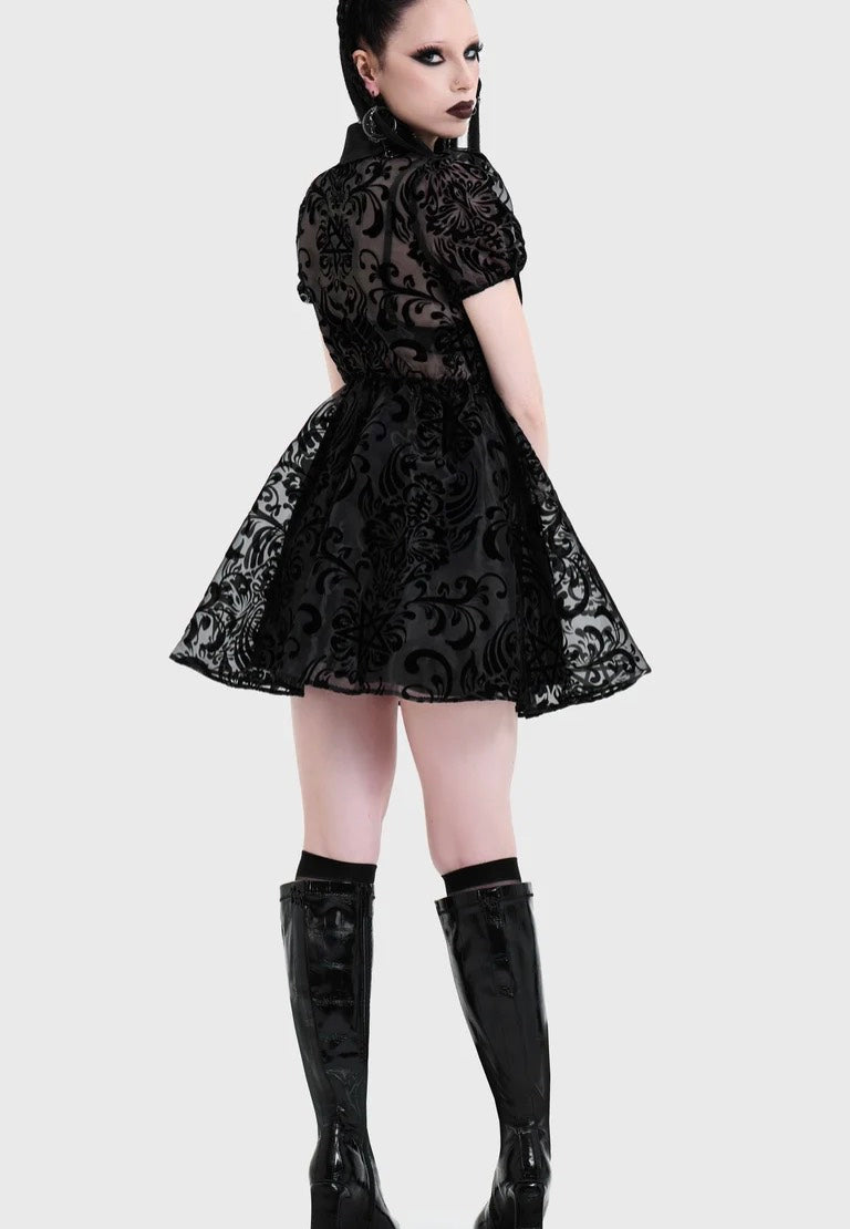 Killstar Bloodlust Organza Mini Black Dress | Women-Image