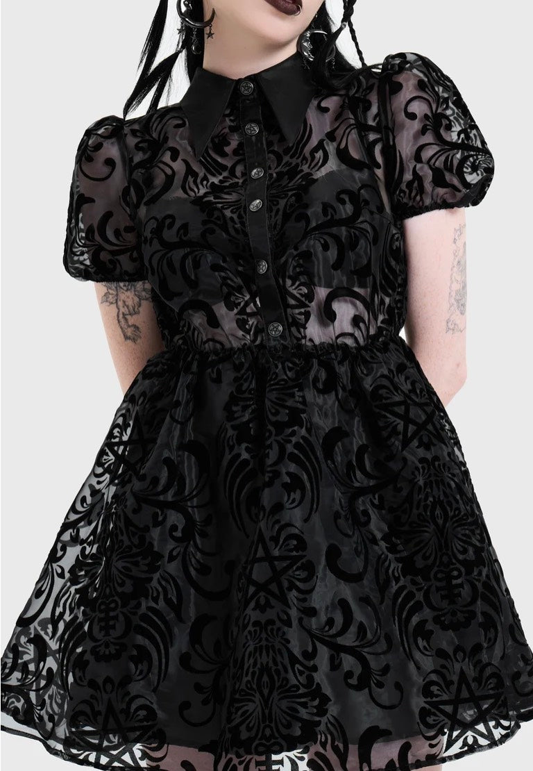 Killstar Bloodlust Organza Mini Black Dress | Women-Image