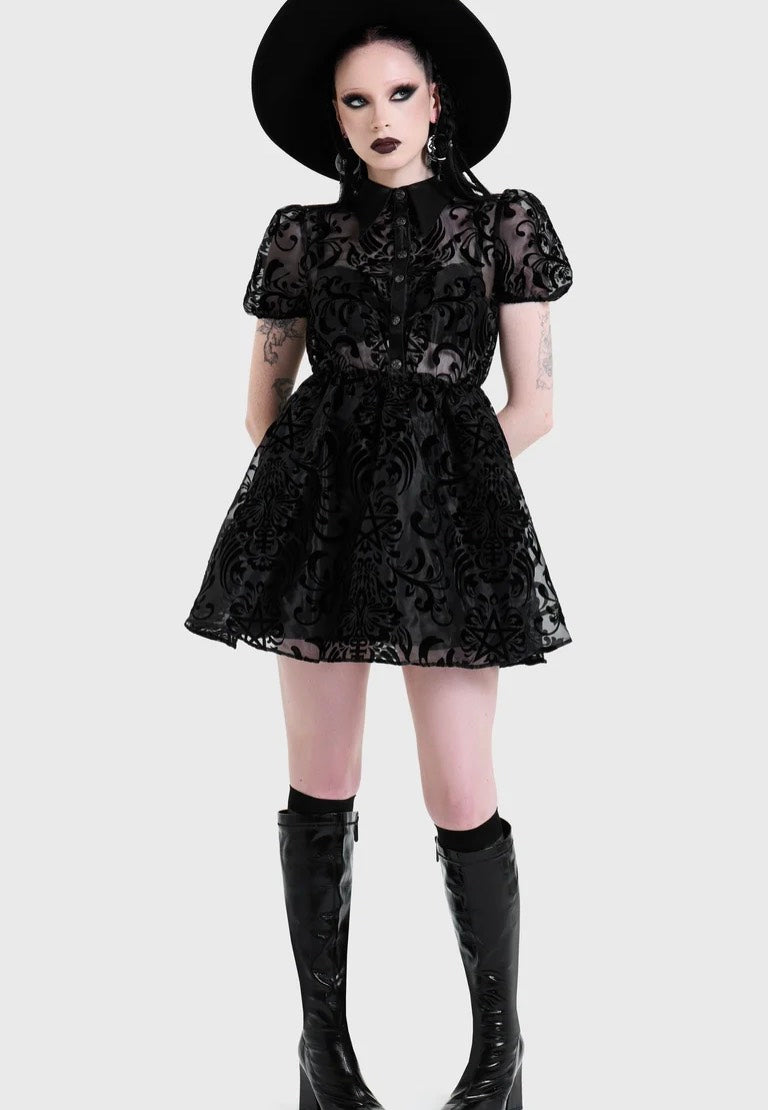 Killstar Bloodlust Organza Mini Black Dress | Women-Image